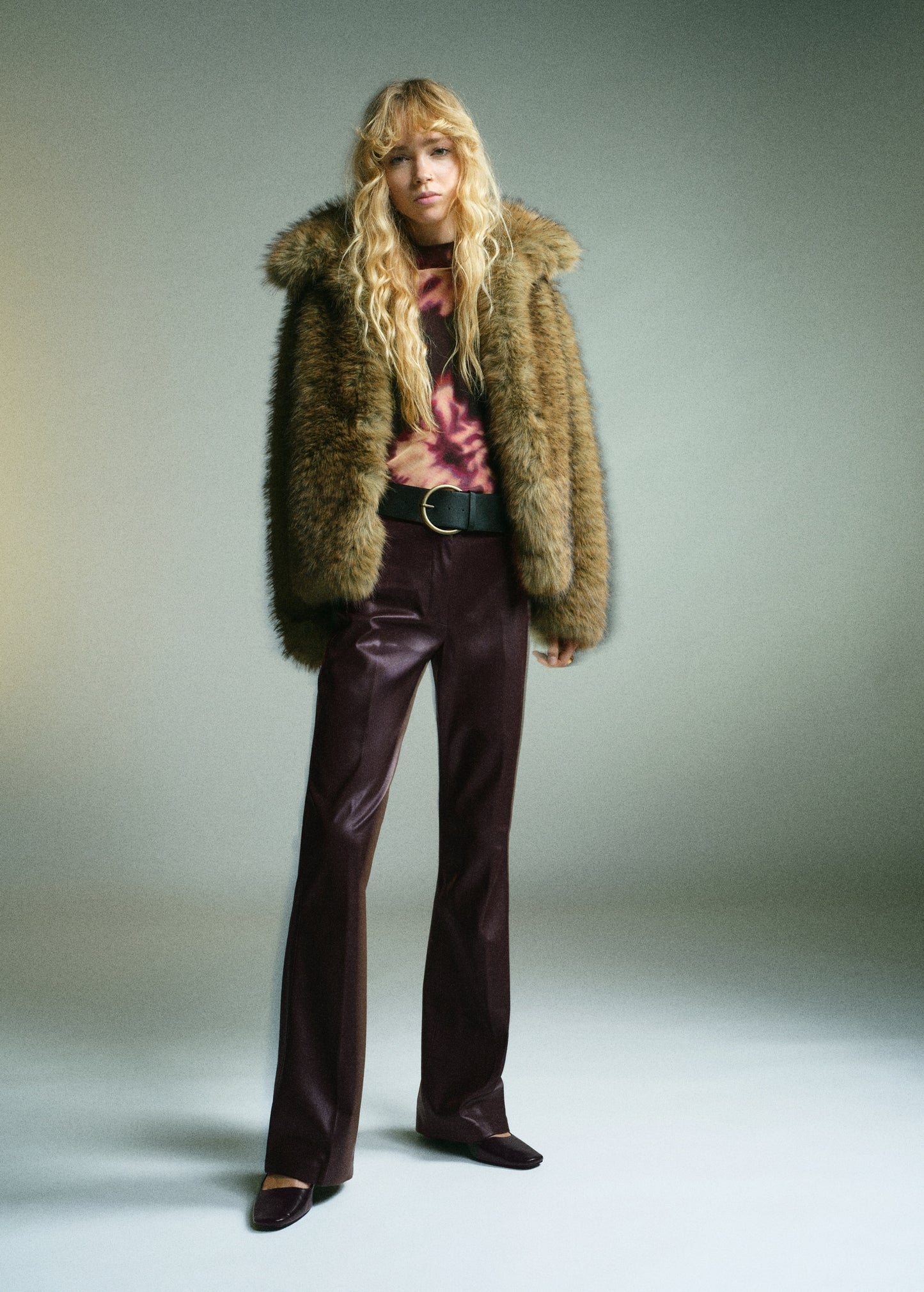 Leather-effect slim-fit trousers