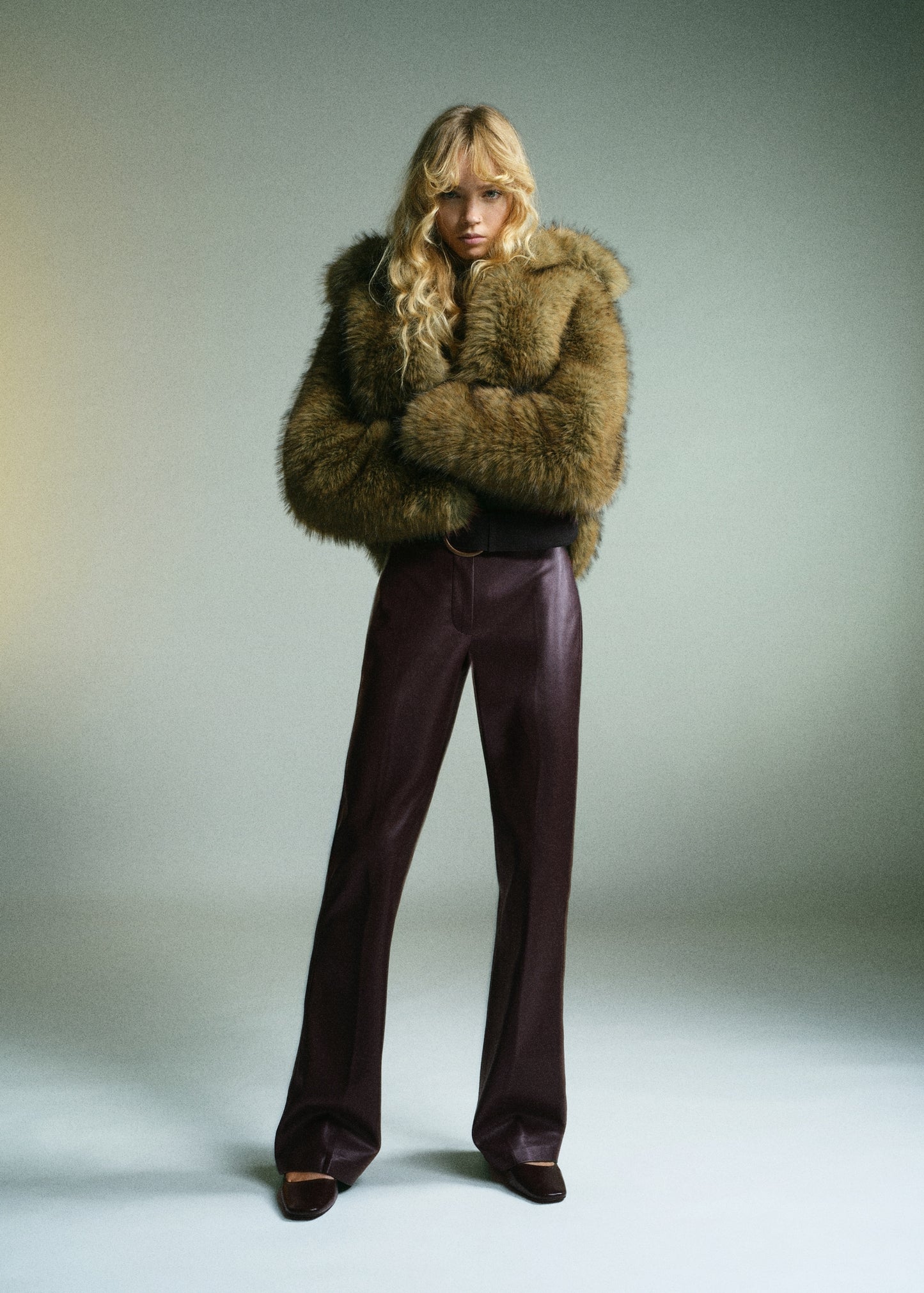Leather-effect slim-fit trousers