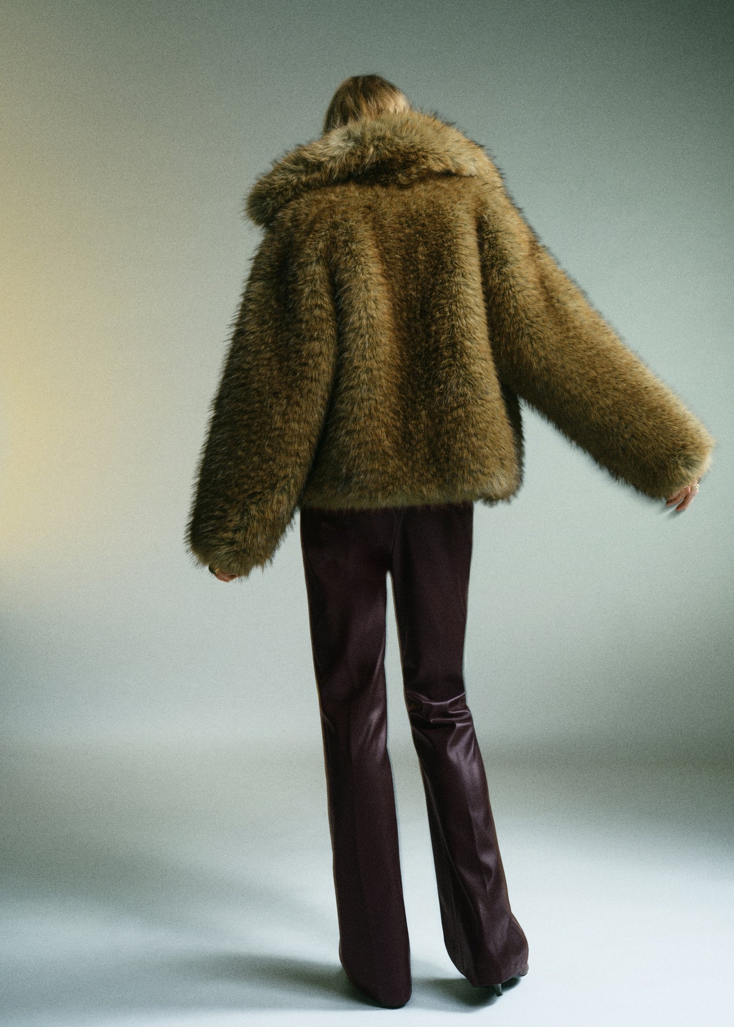 Leather-effect slim-fit trousers