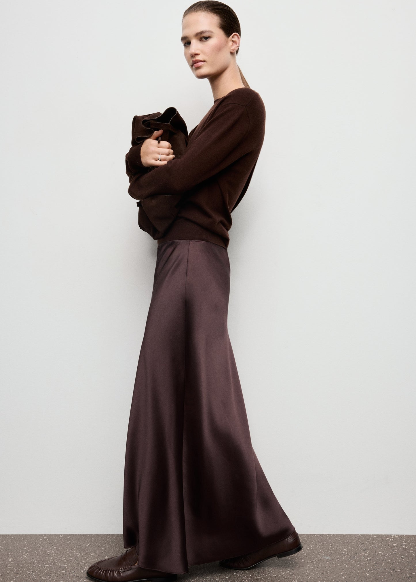 Satin long skirt