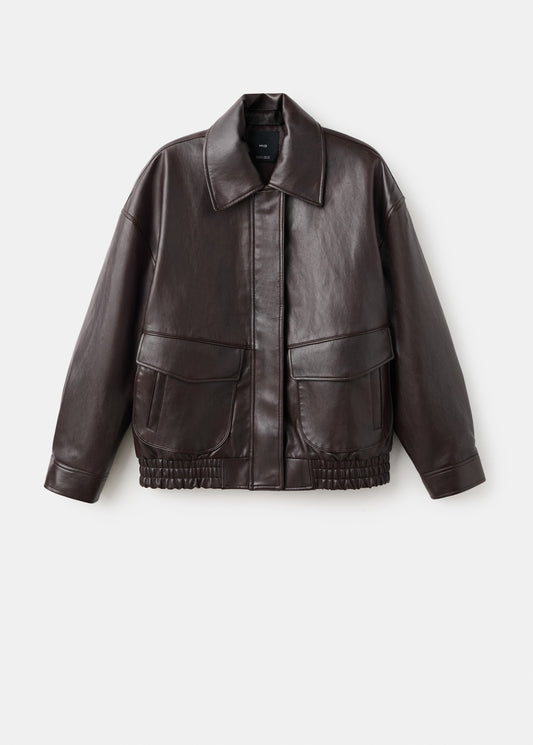 Oversized leather-effect jacket