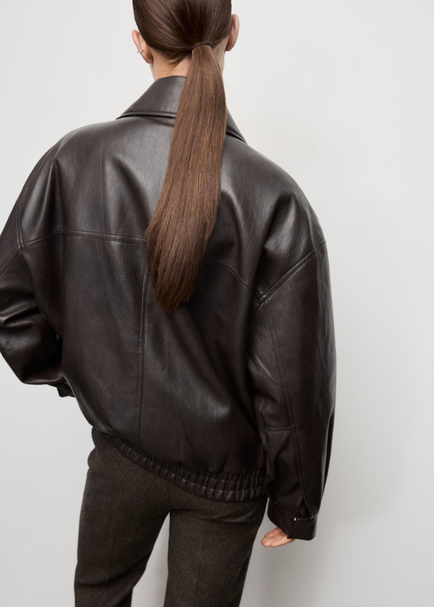 Oversized leather-effect jacket