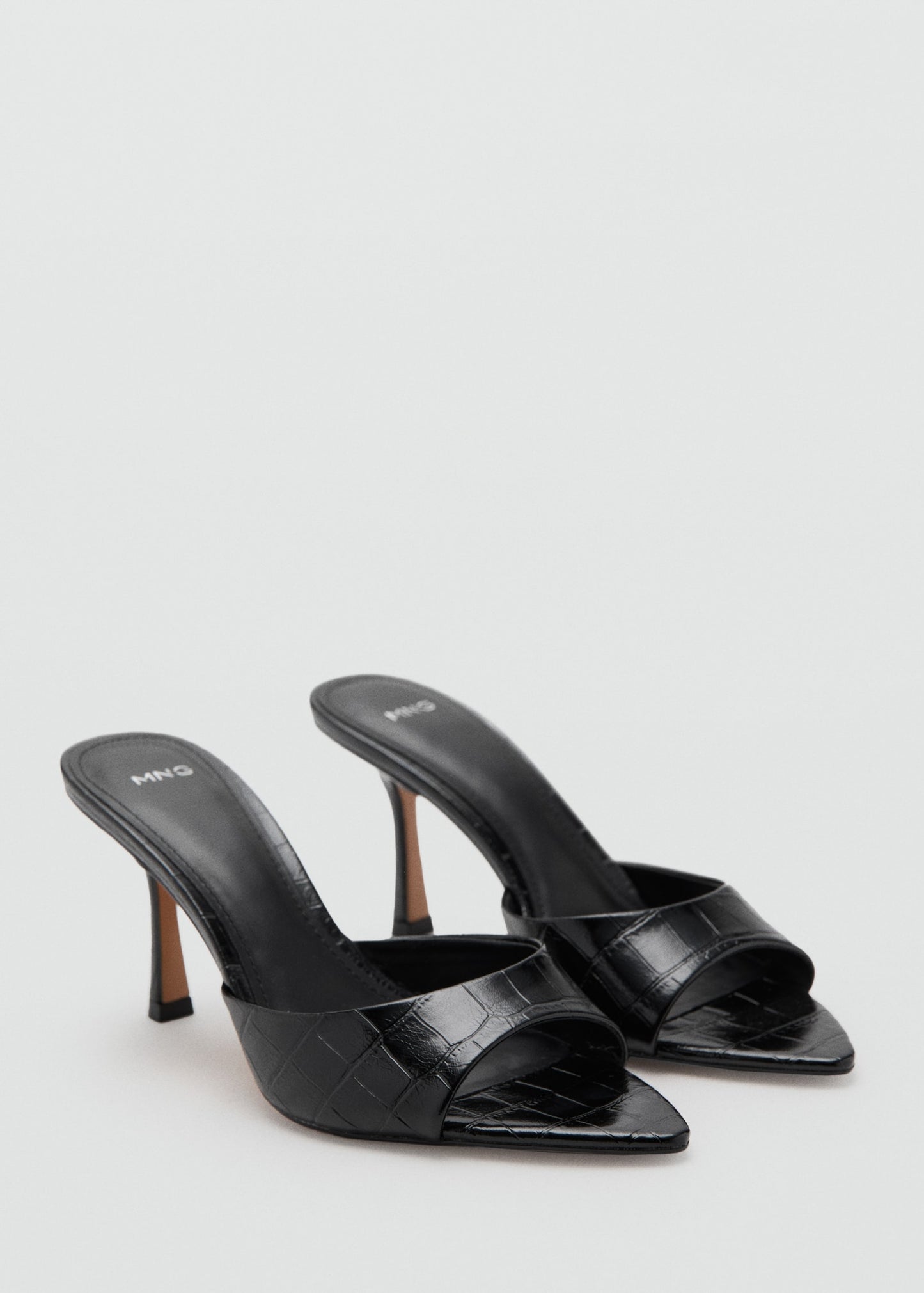 Croc-effect heeled sandals
