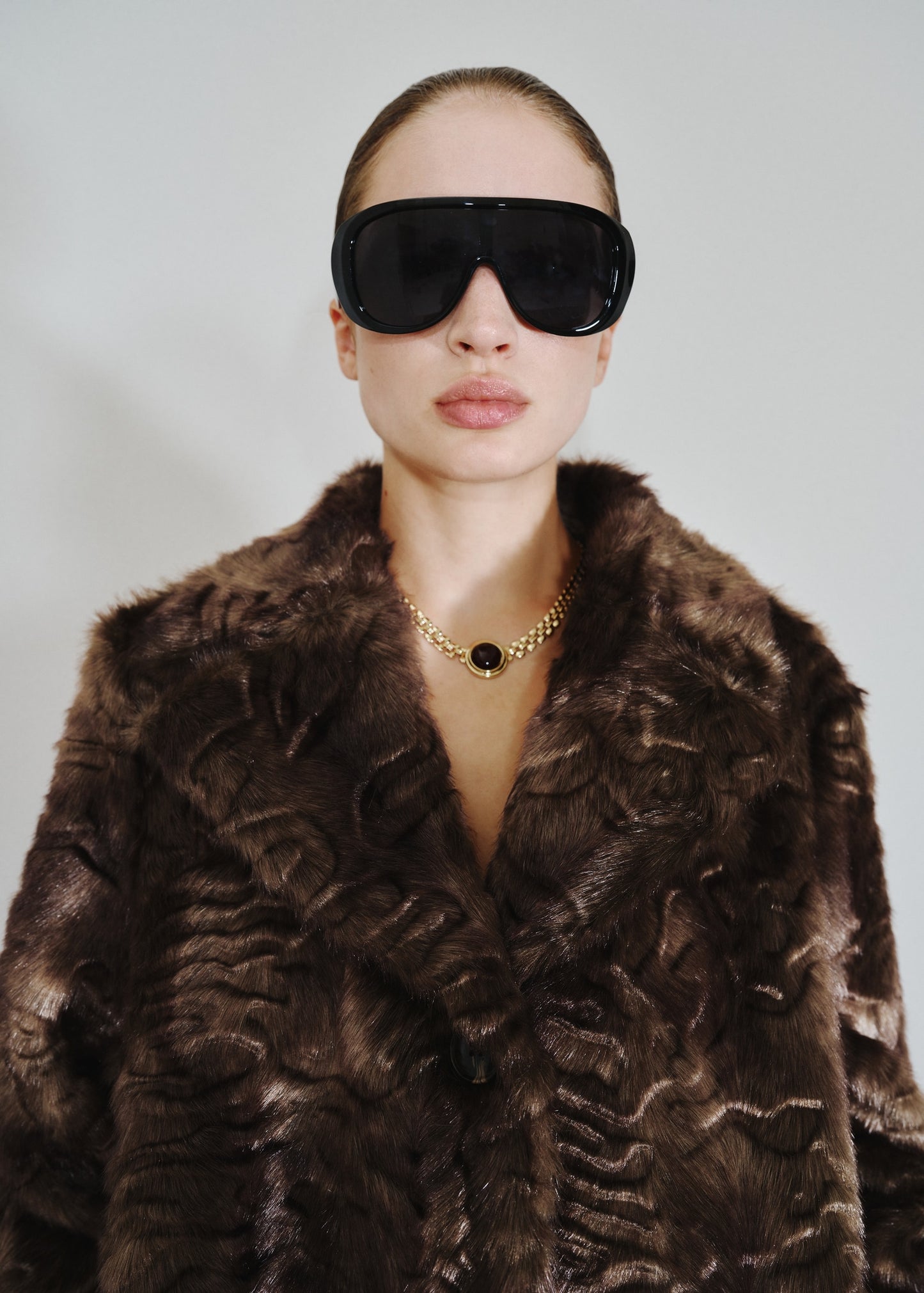 Textured faux fur effect coat