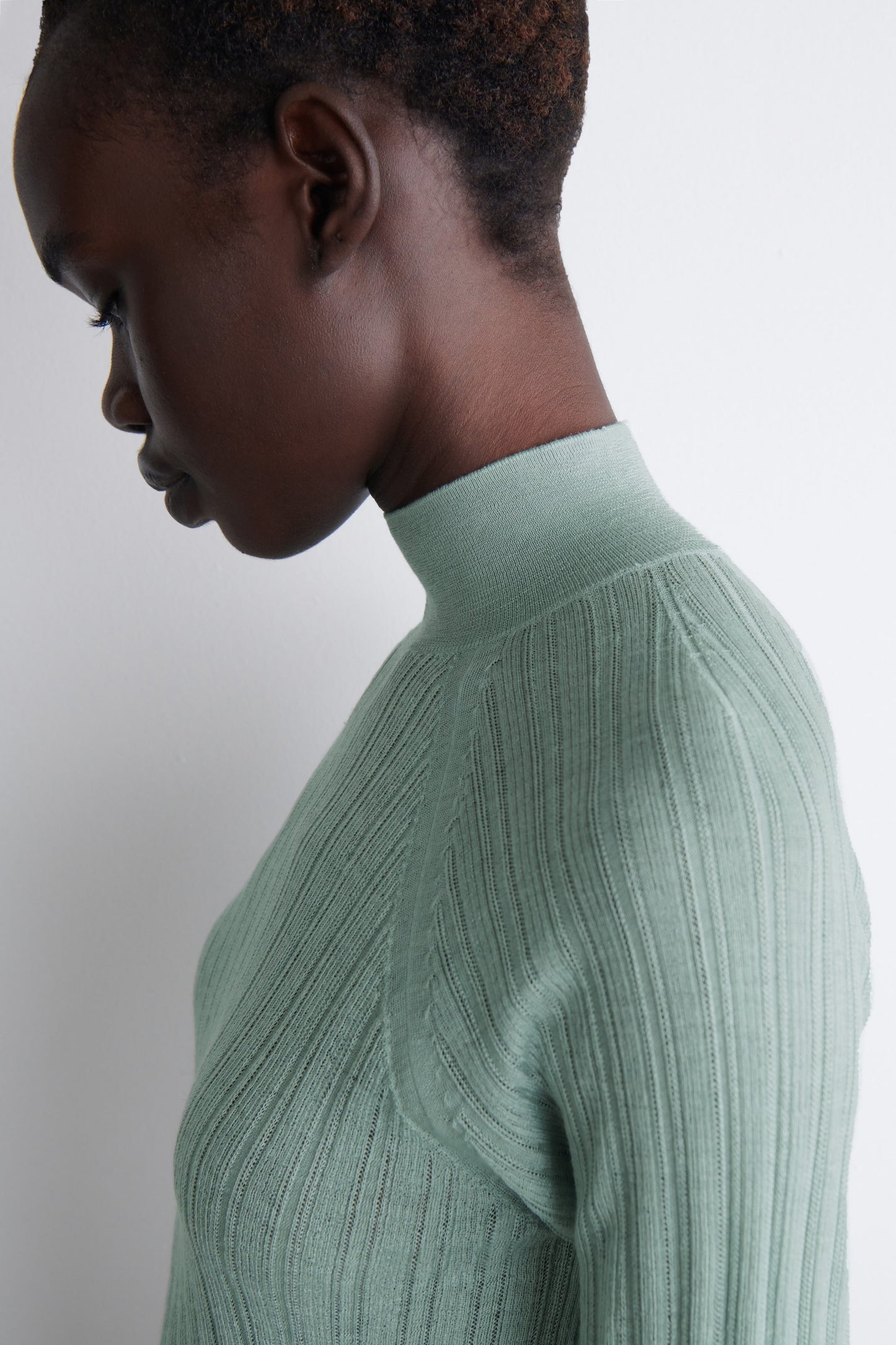 Sheer Ribbed-Knit Top