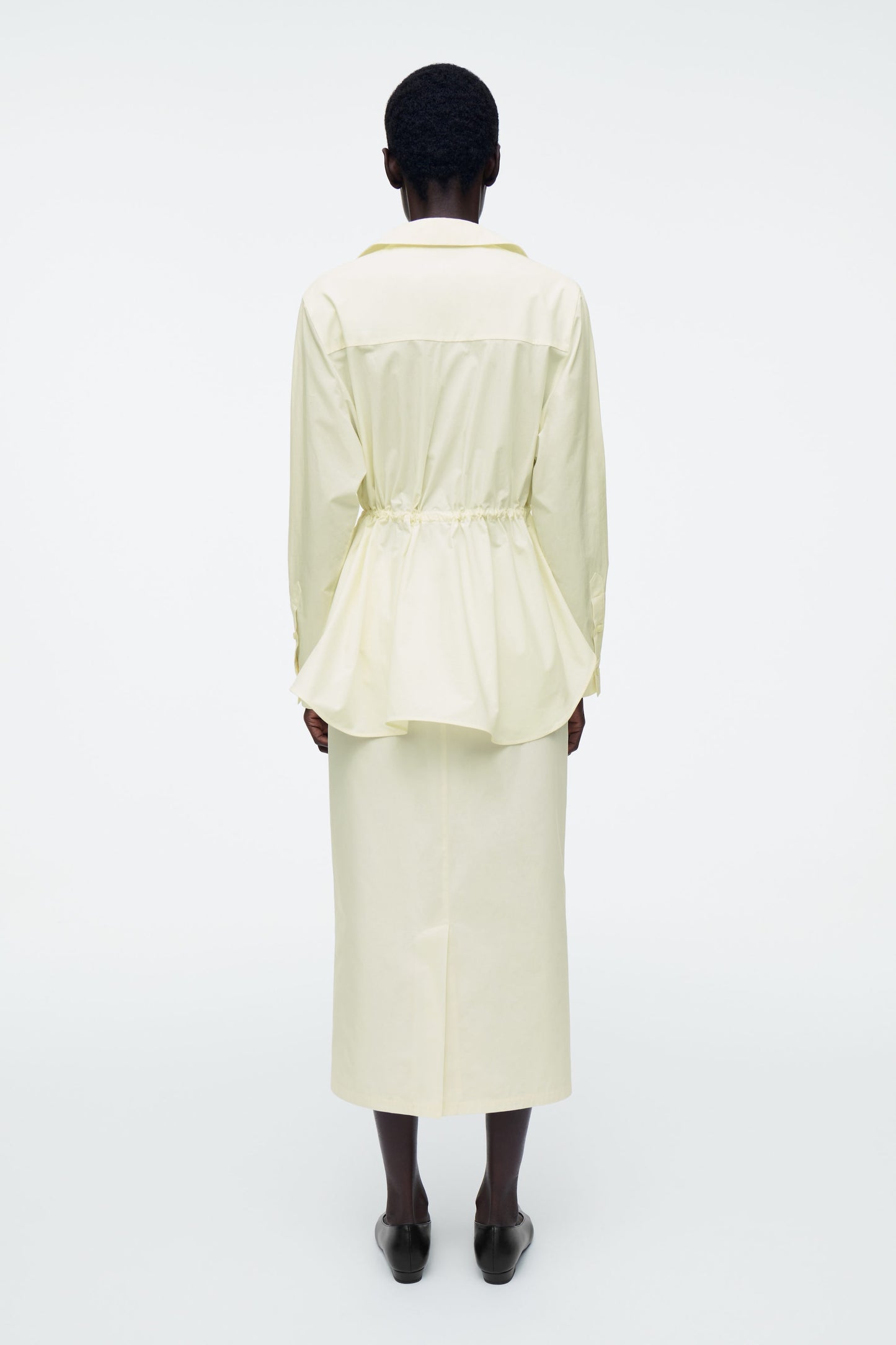 Cotton drawstring midi skirt