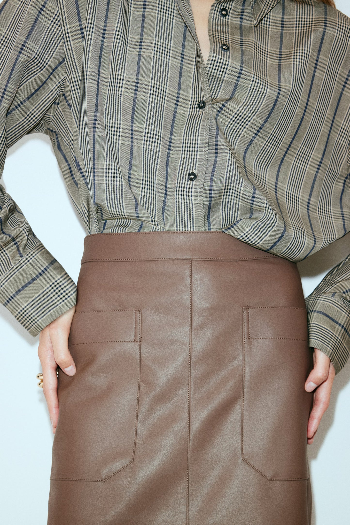 Coated midi skirt