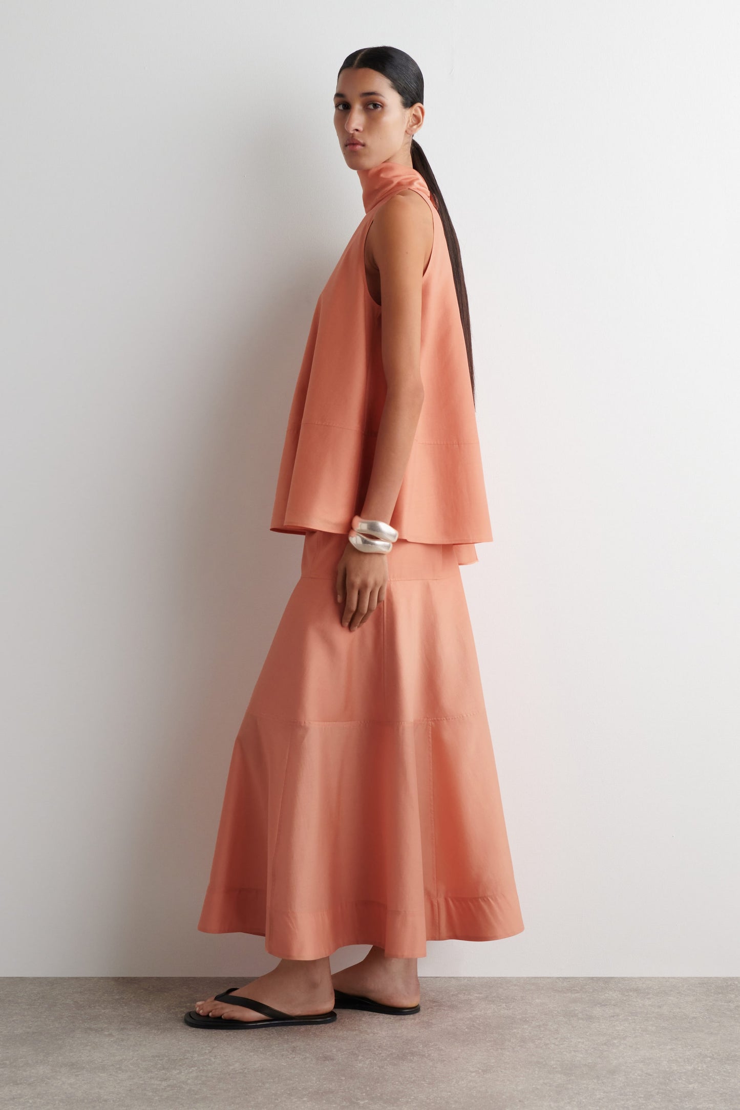 Panelled A-Line Midi Skirt