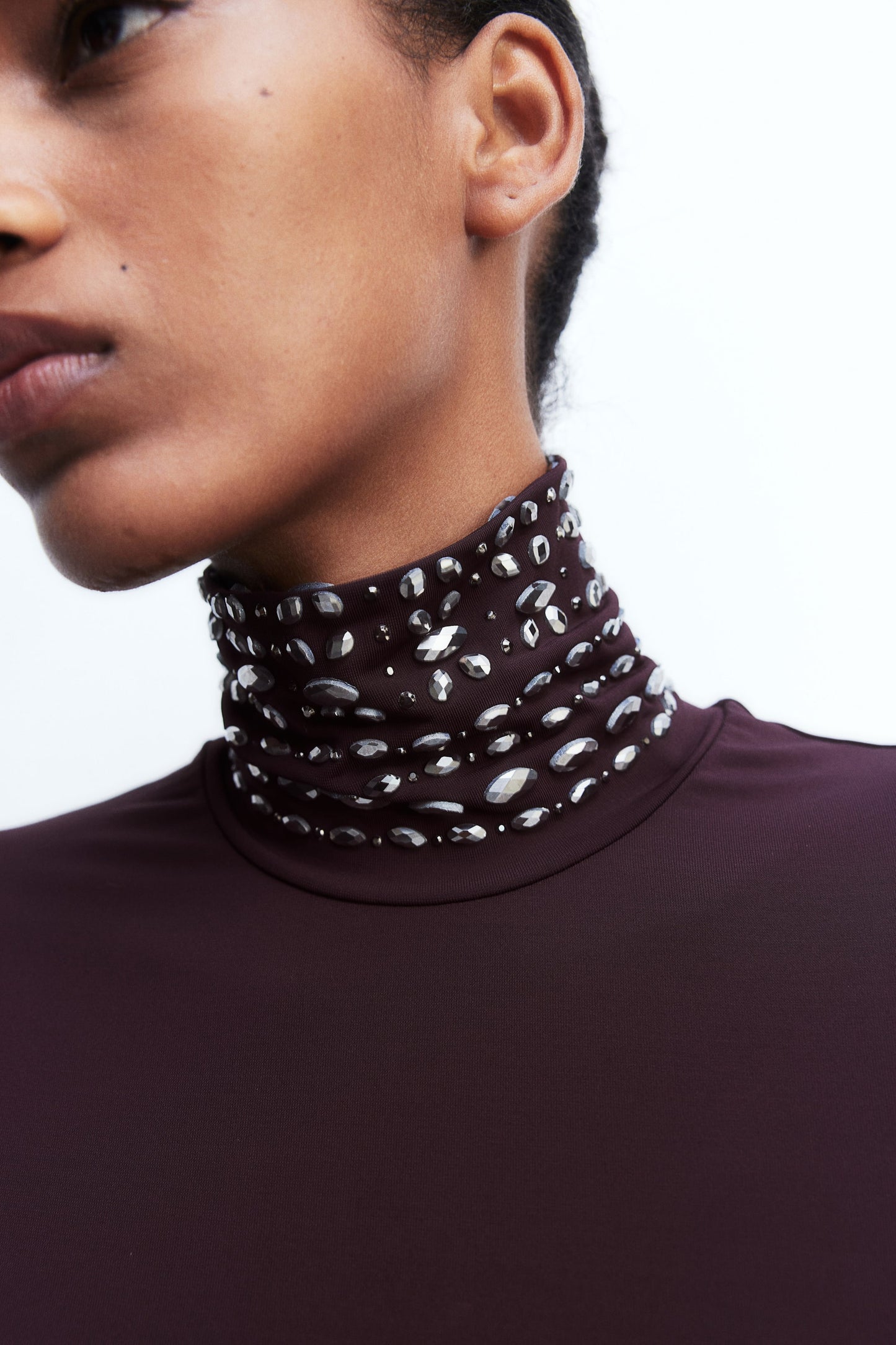 Stud-detail turtleneck dress