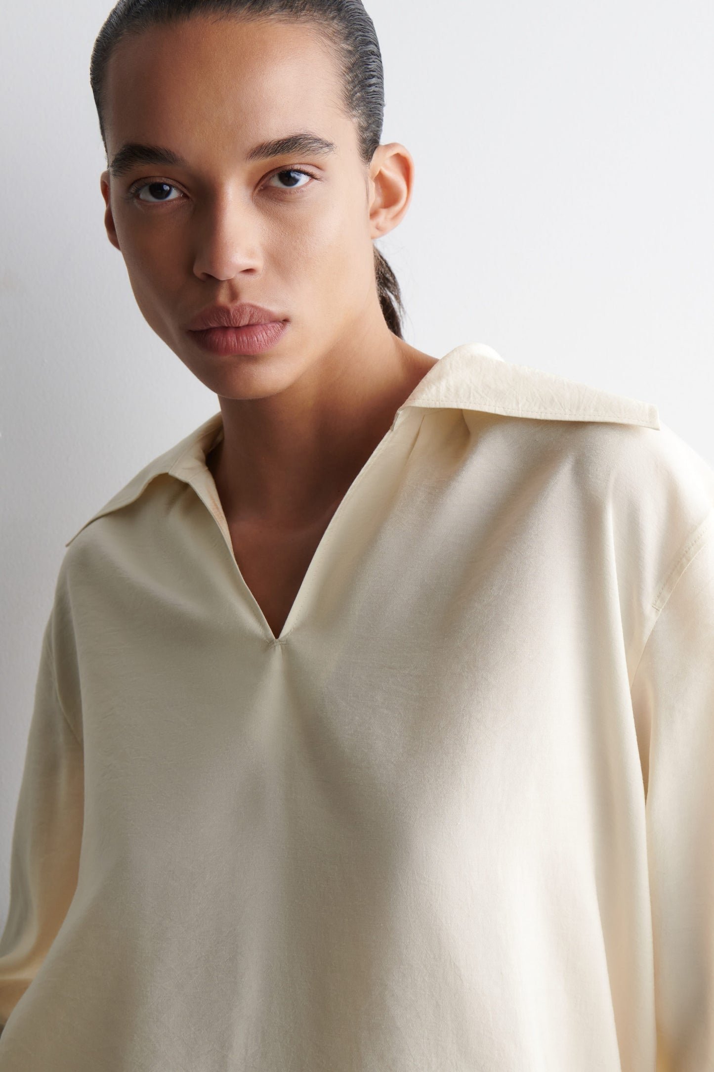 Wide-Collar Modal Blouse
