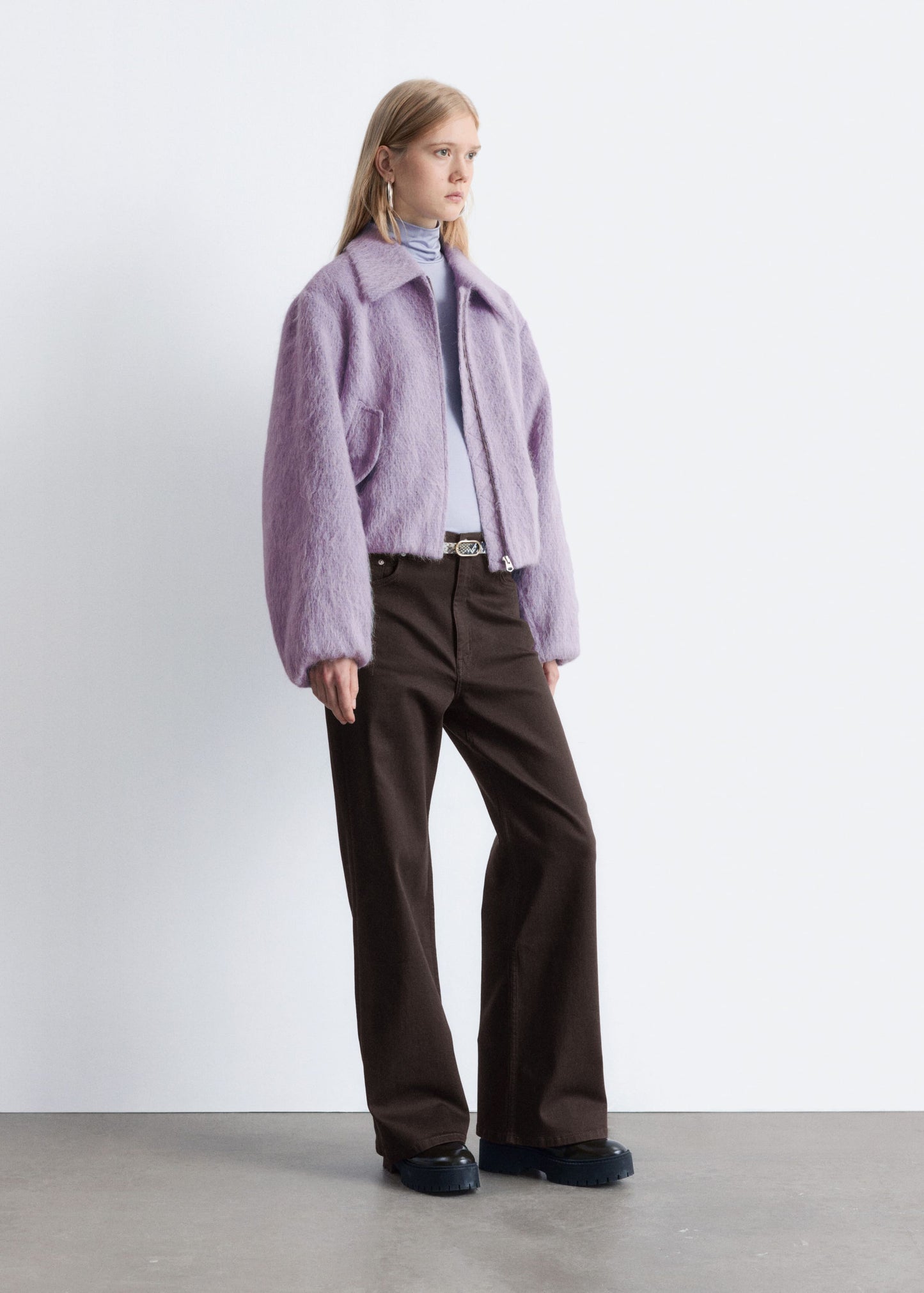 Cropped Wool Bomber Jacket