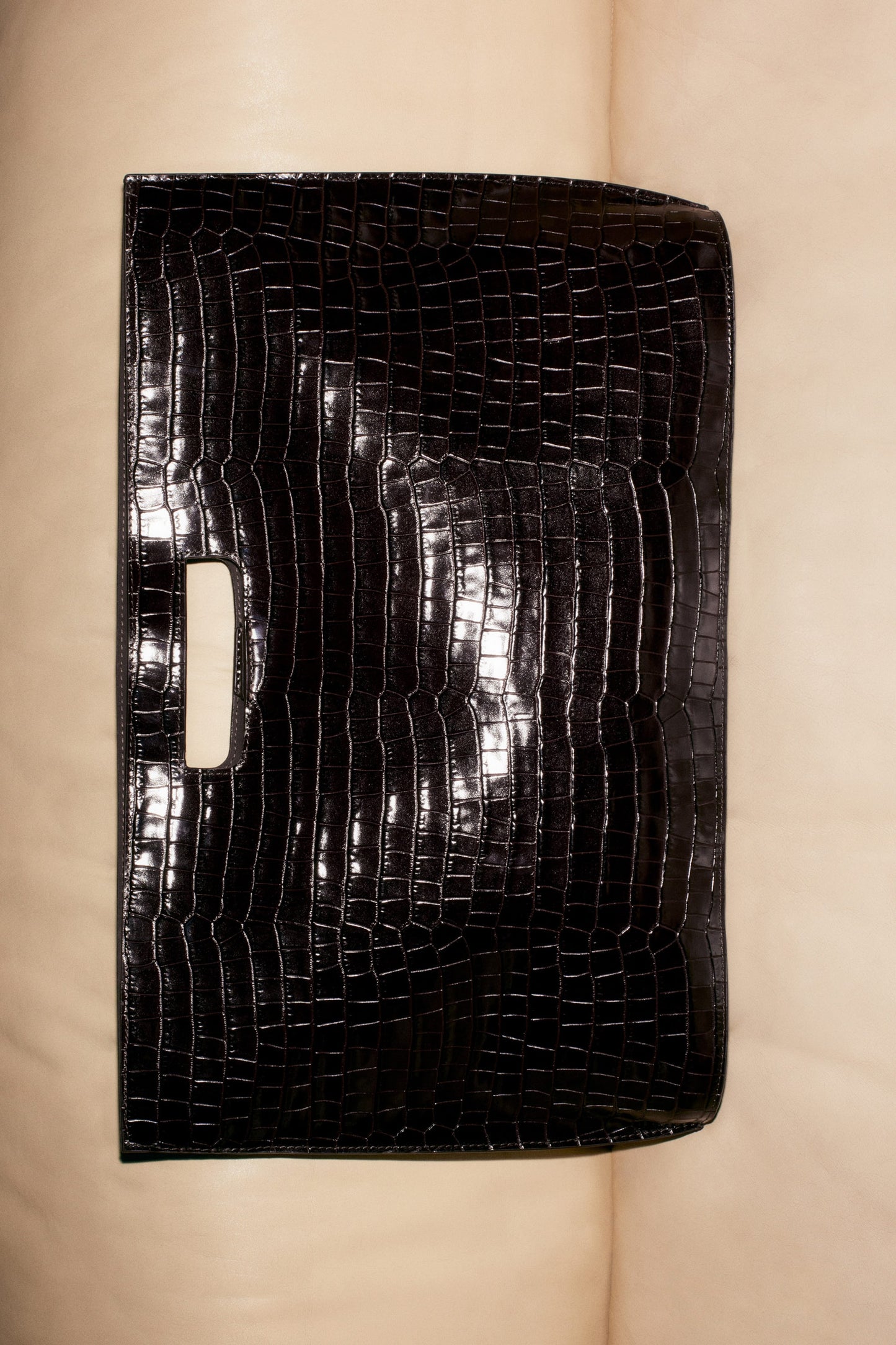 Folio Croc-Effect Leather Oversized Bag