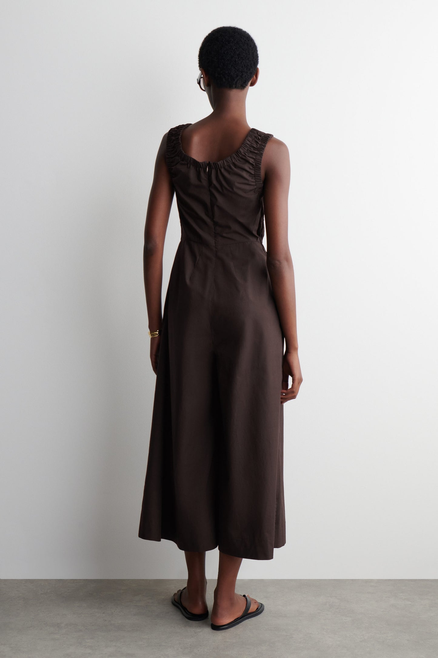 Shirred cotton jumpsuit