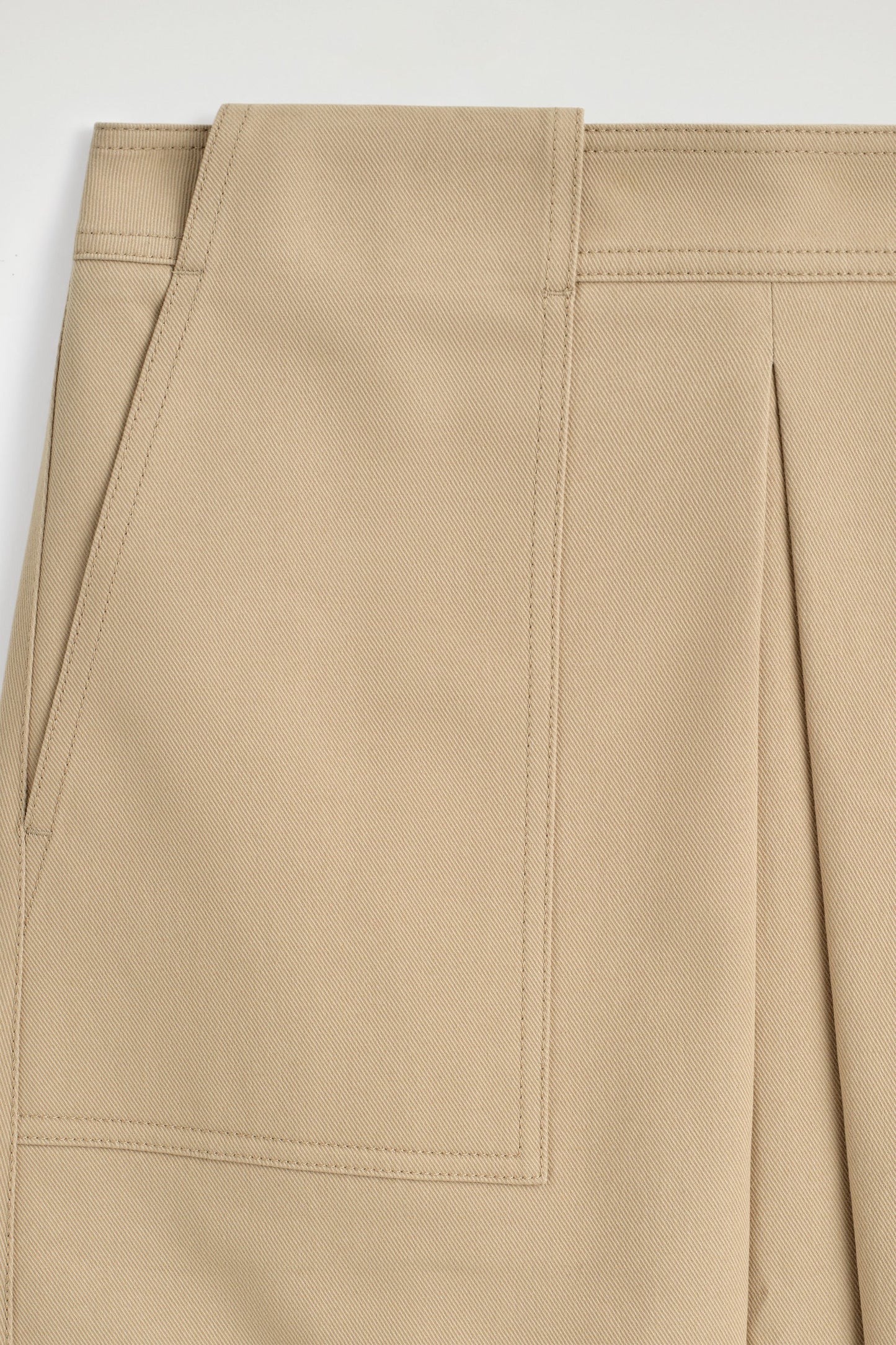 Deconstructed Pleated Cotton Midi Skirt