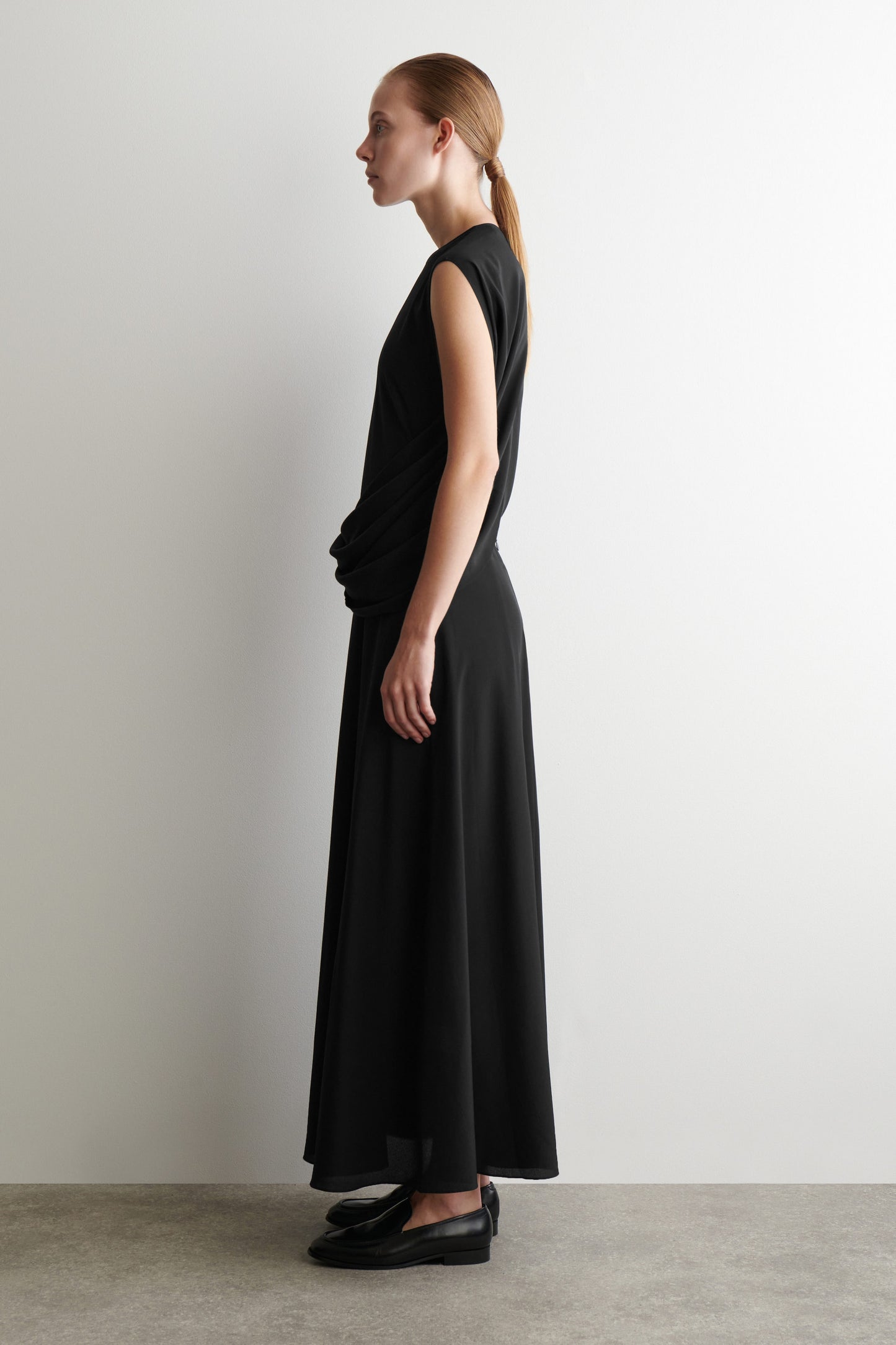 Draped Silk Maxi Dress