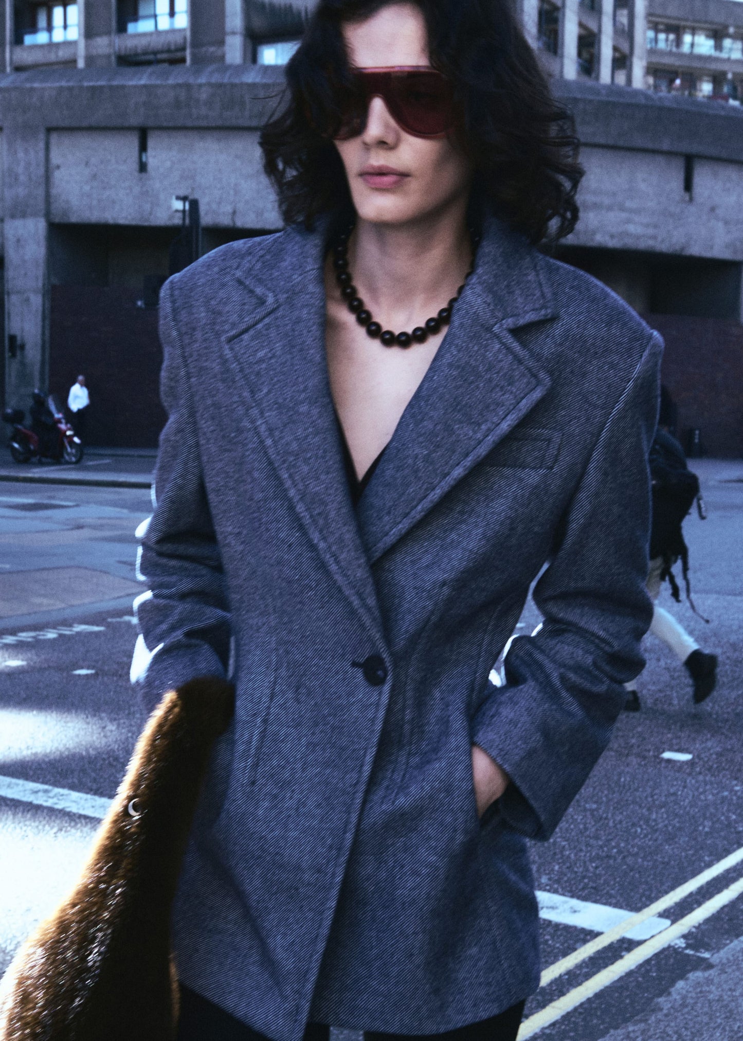 Fitted Shoulder-Pad Blazer