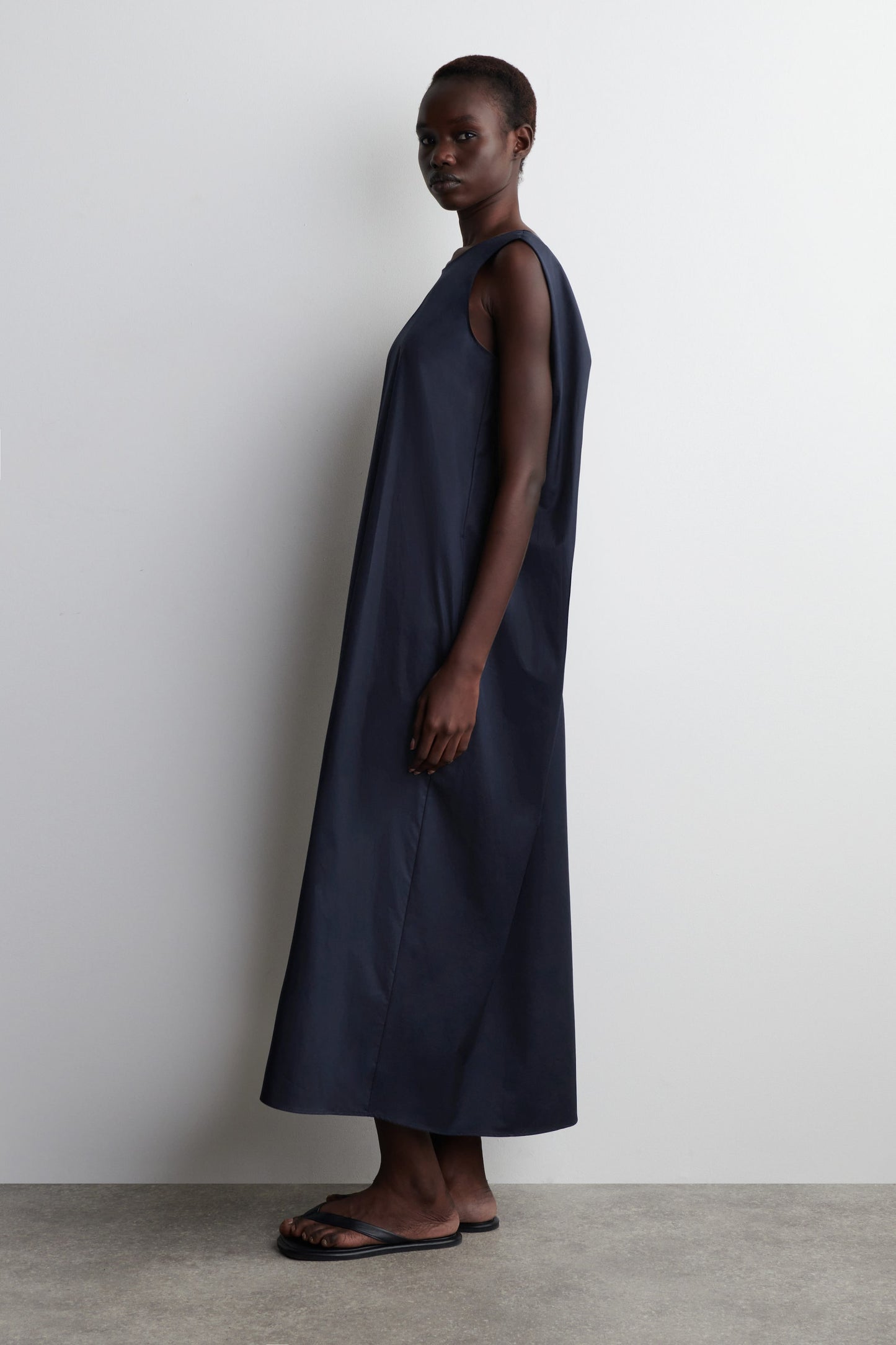 Twist-Back Cotton Midi Dress