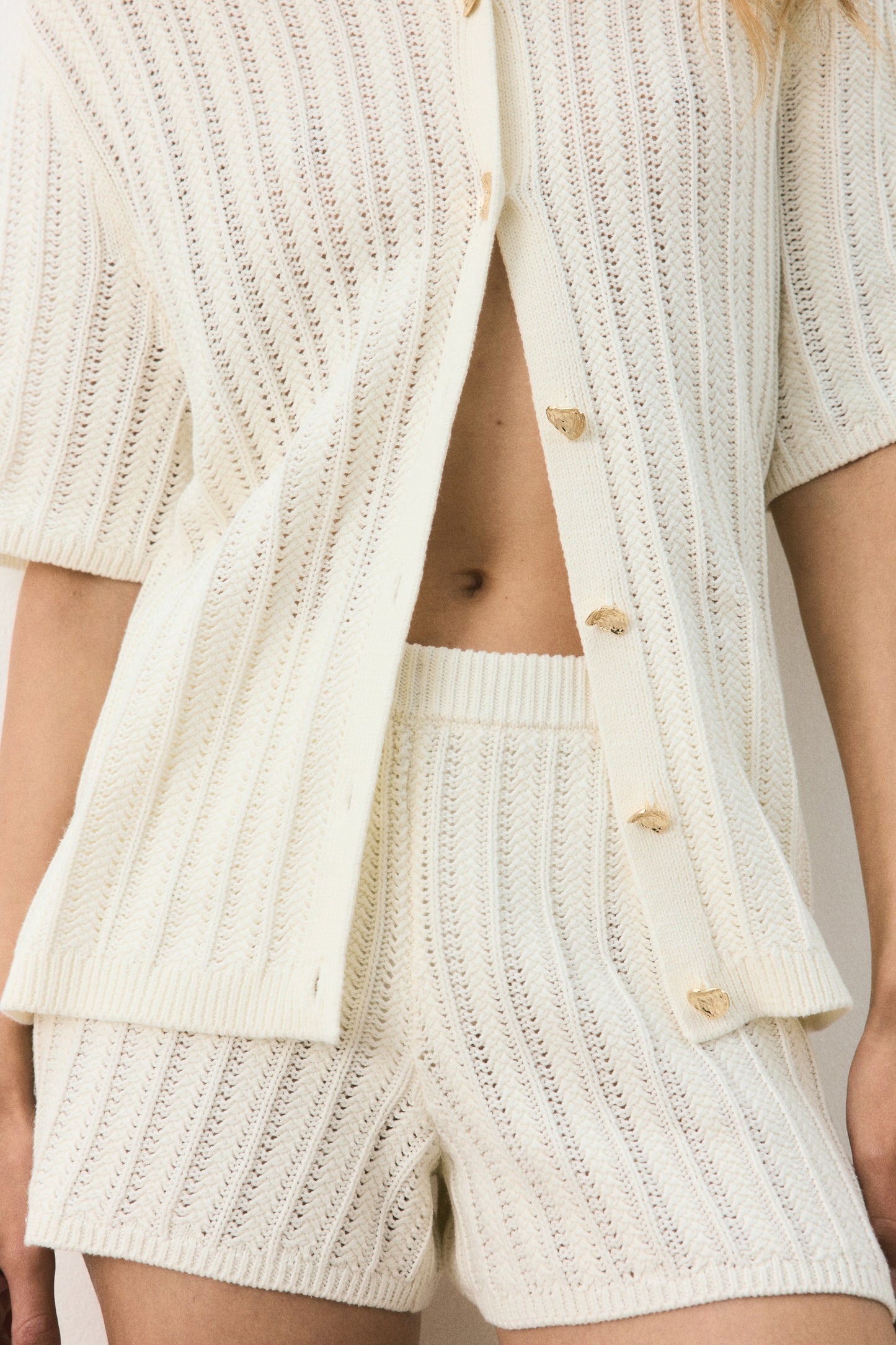 Pointelle-knit cotton shorts