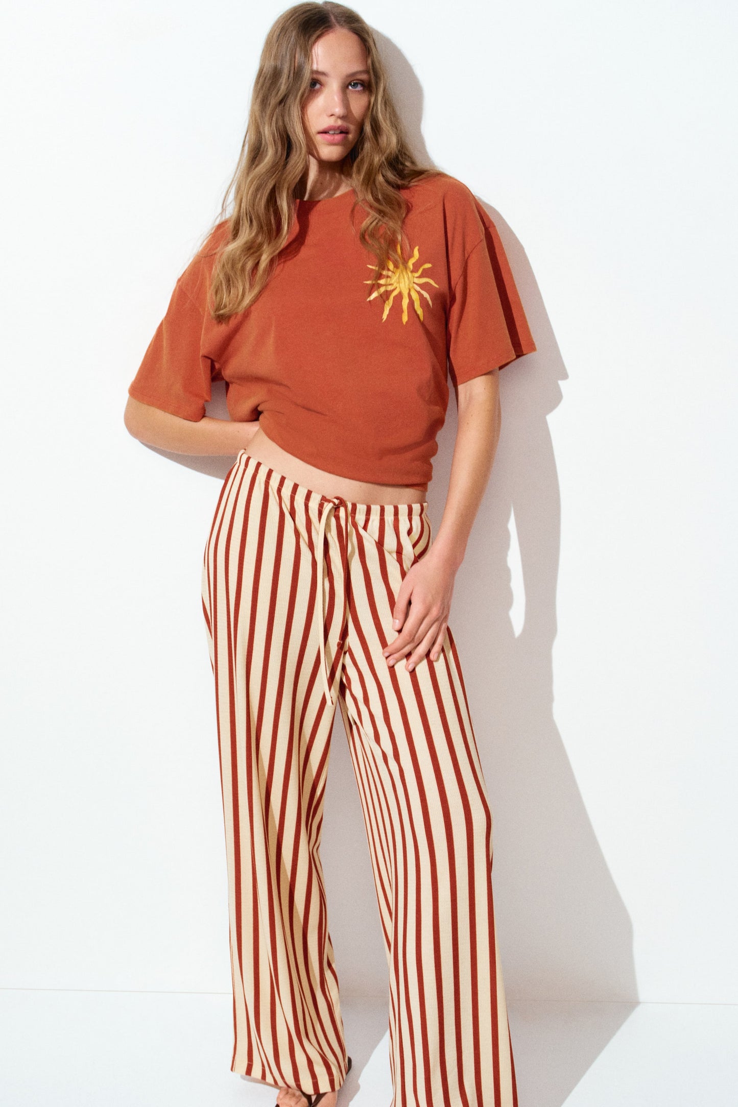 Straight drawstring trousers