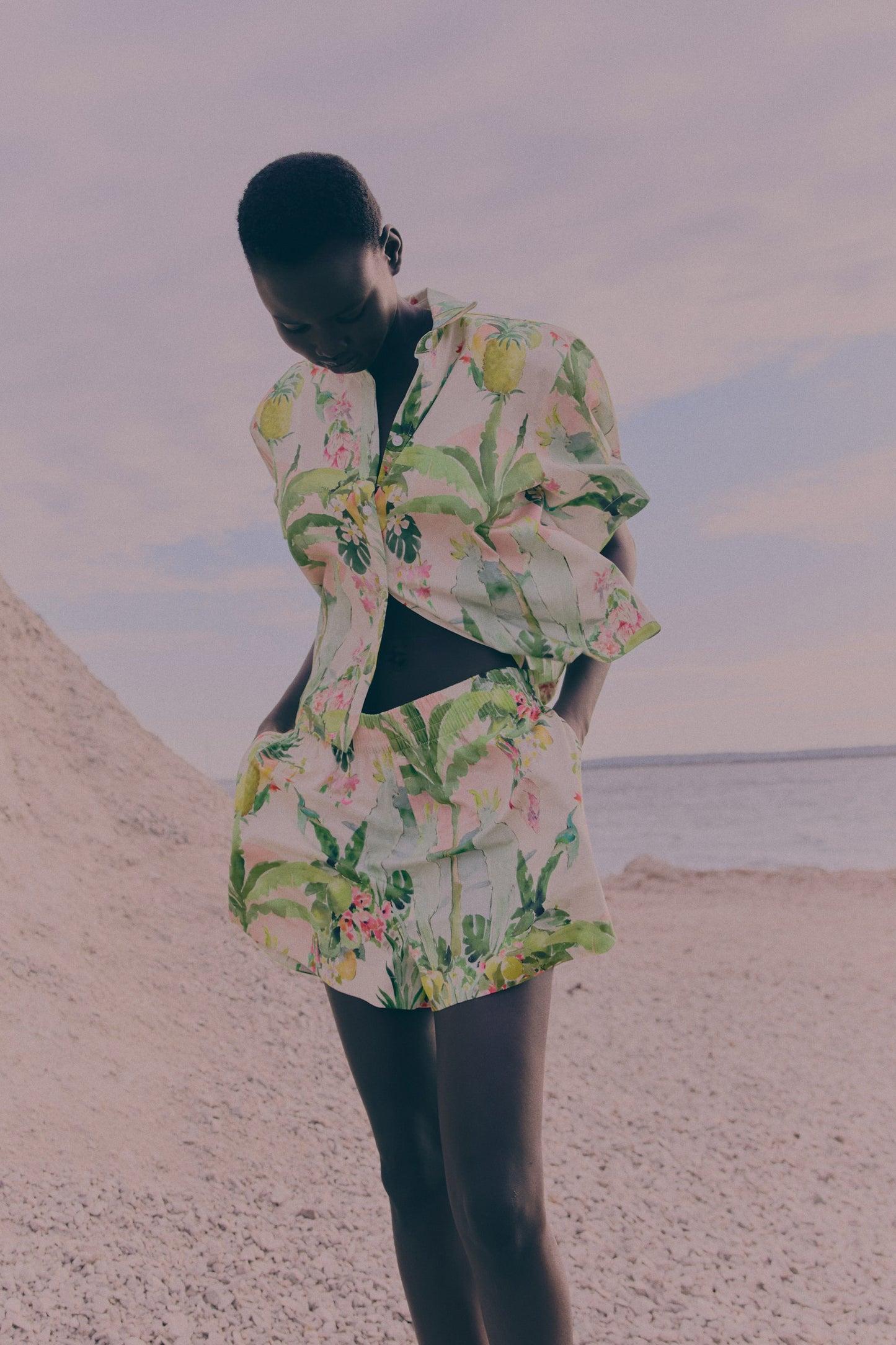 Patterned cotton shorts