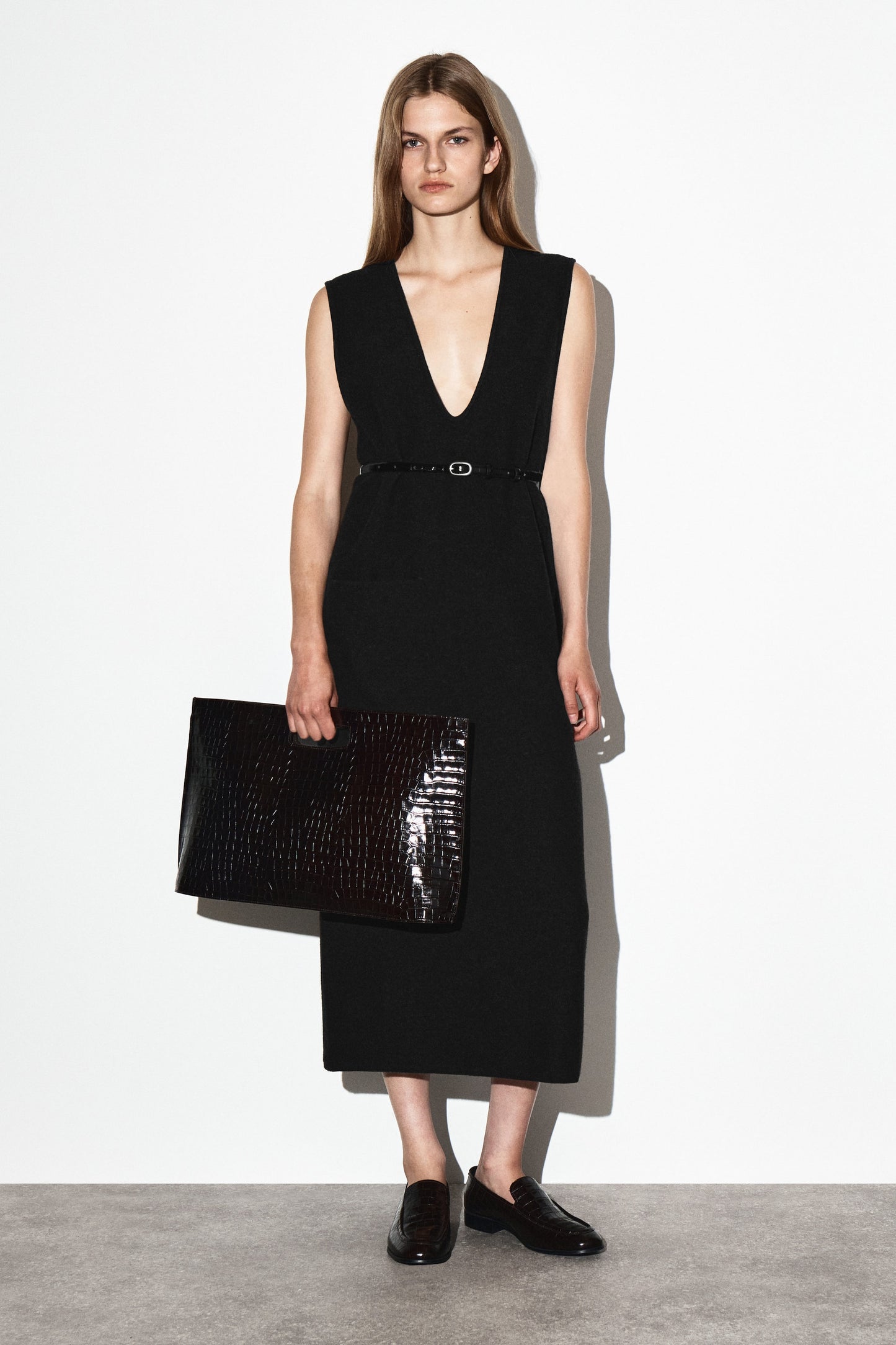 Folio Croc-Effect Leather Oversized Bag