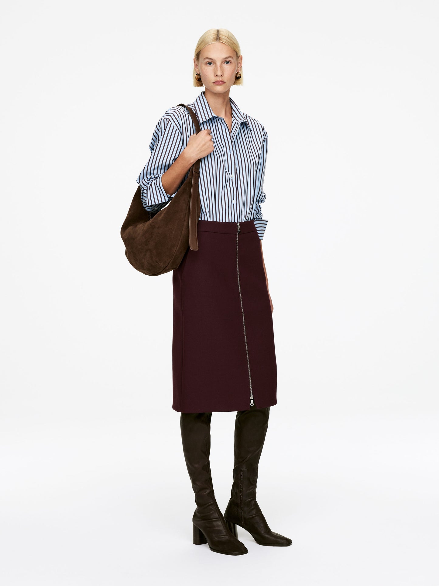 Wool-Blend Zip Skirt