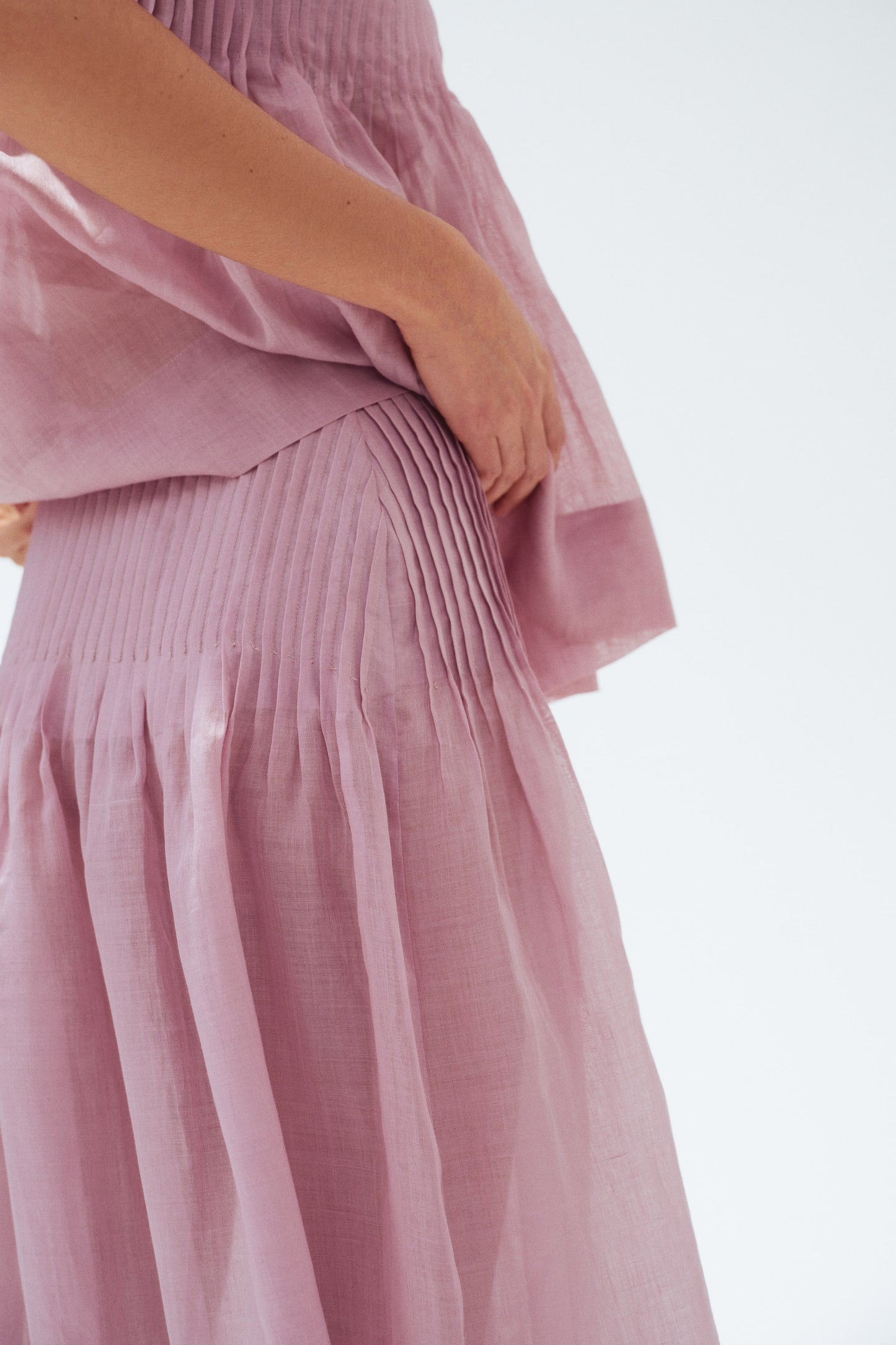Pintucked ramie skirt