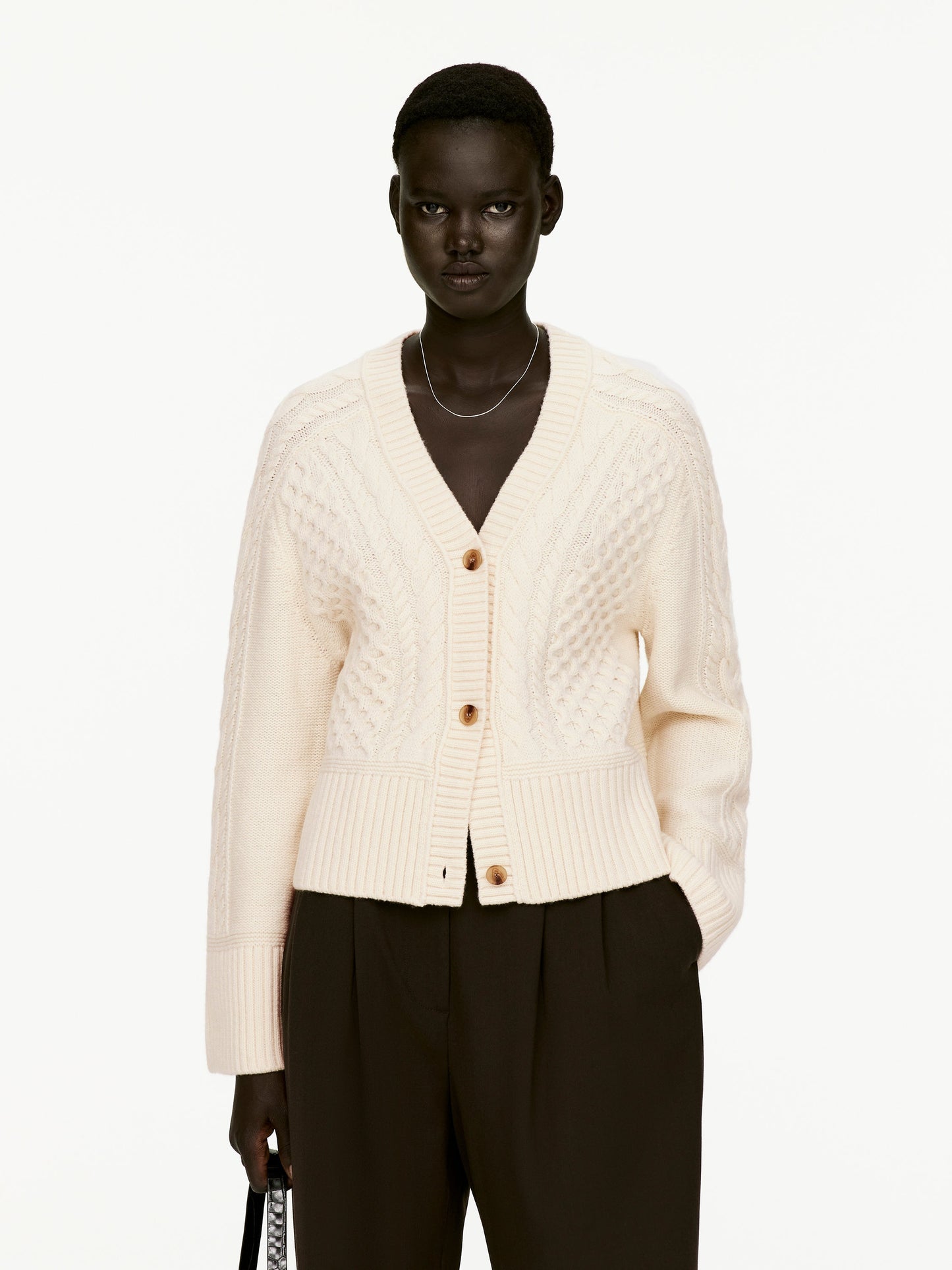 Cable-Knit Wool Cardigan