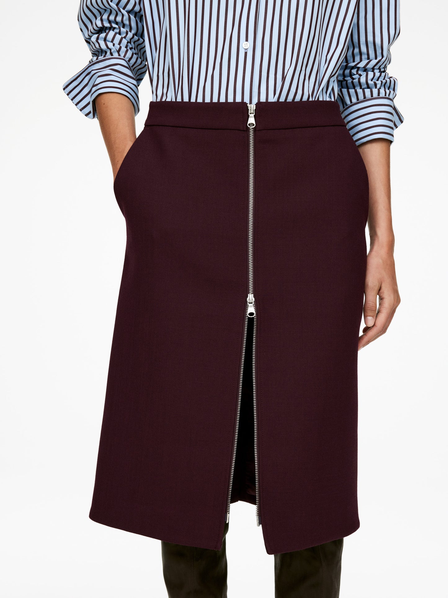 Wool-Blend Zip Skirt