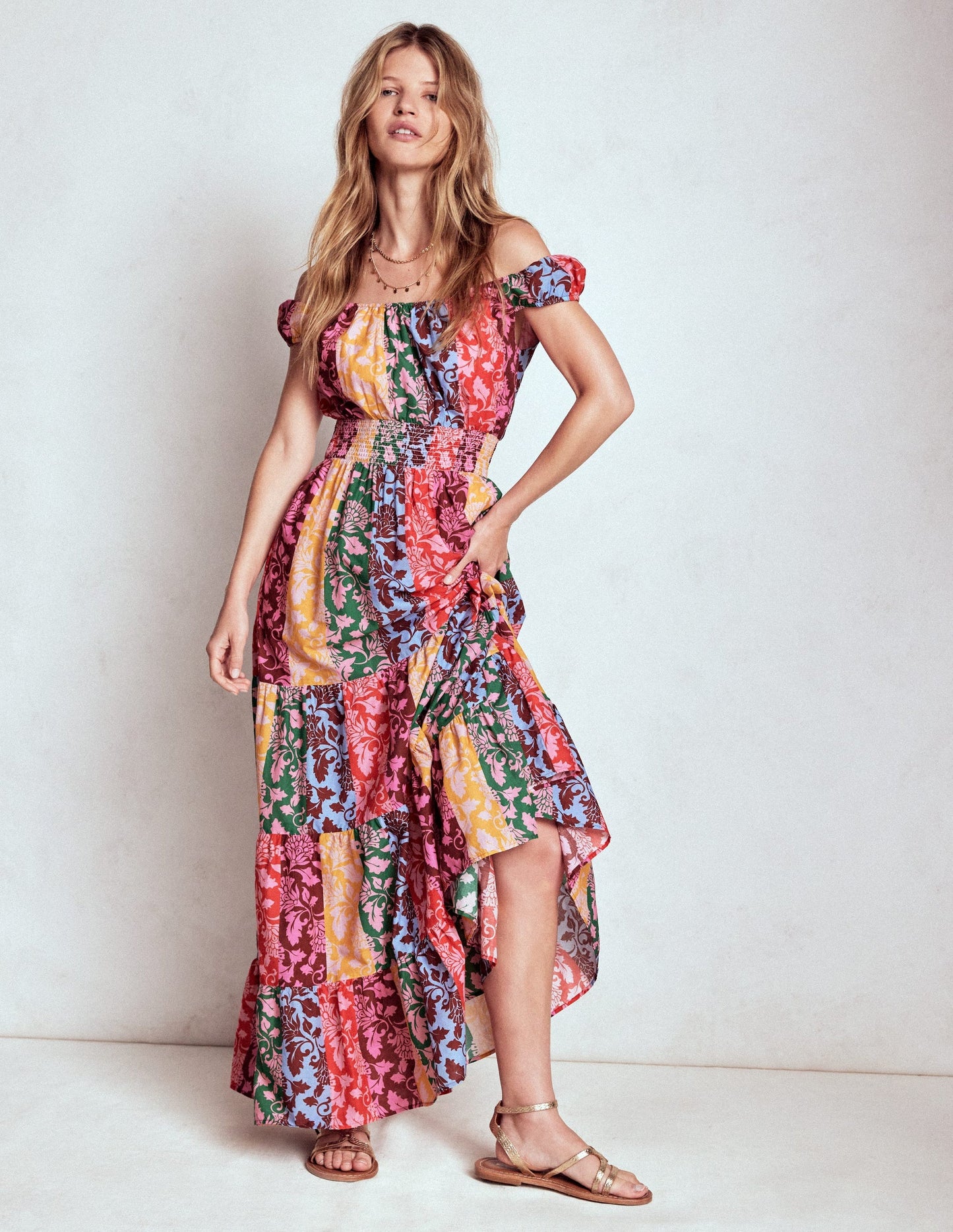 Scoop Cotton Tiered Dress