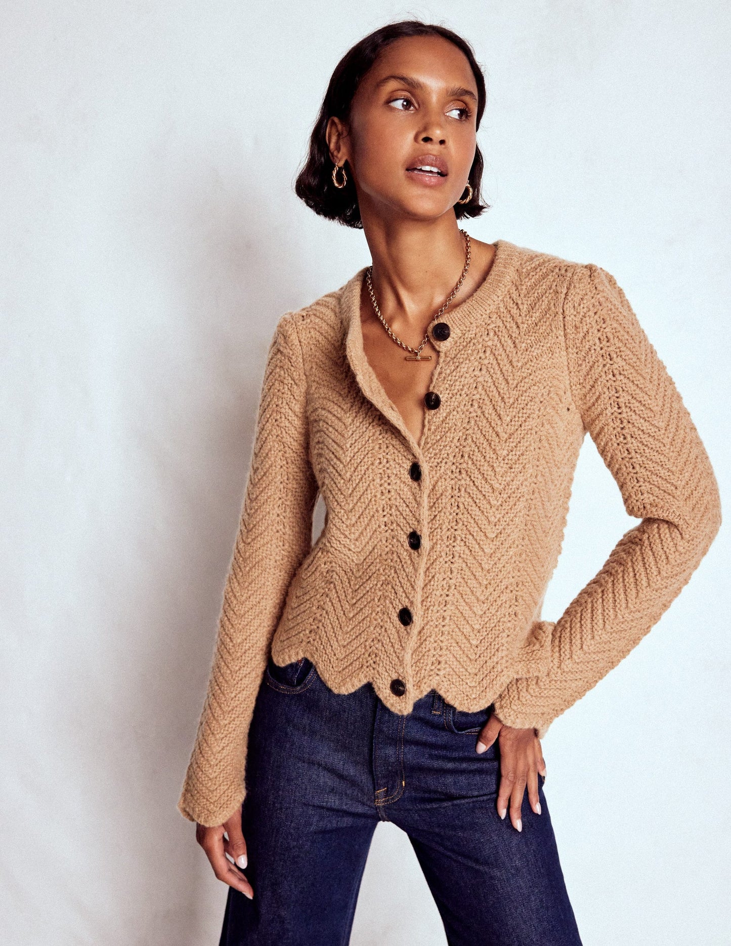 Chunky Chevron Knitted Jacket