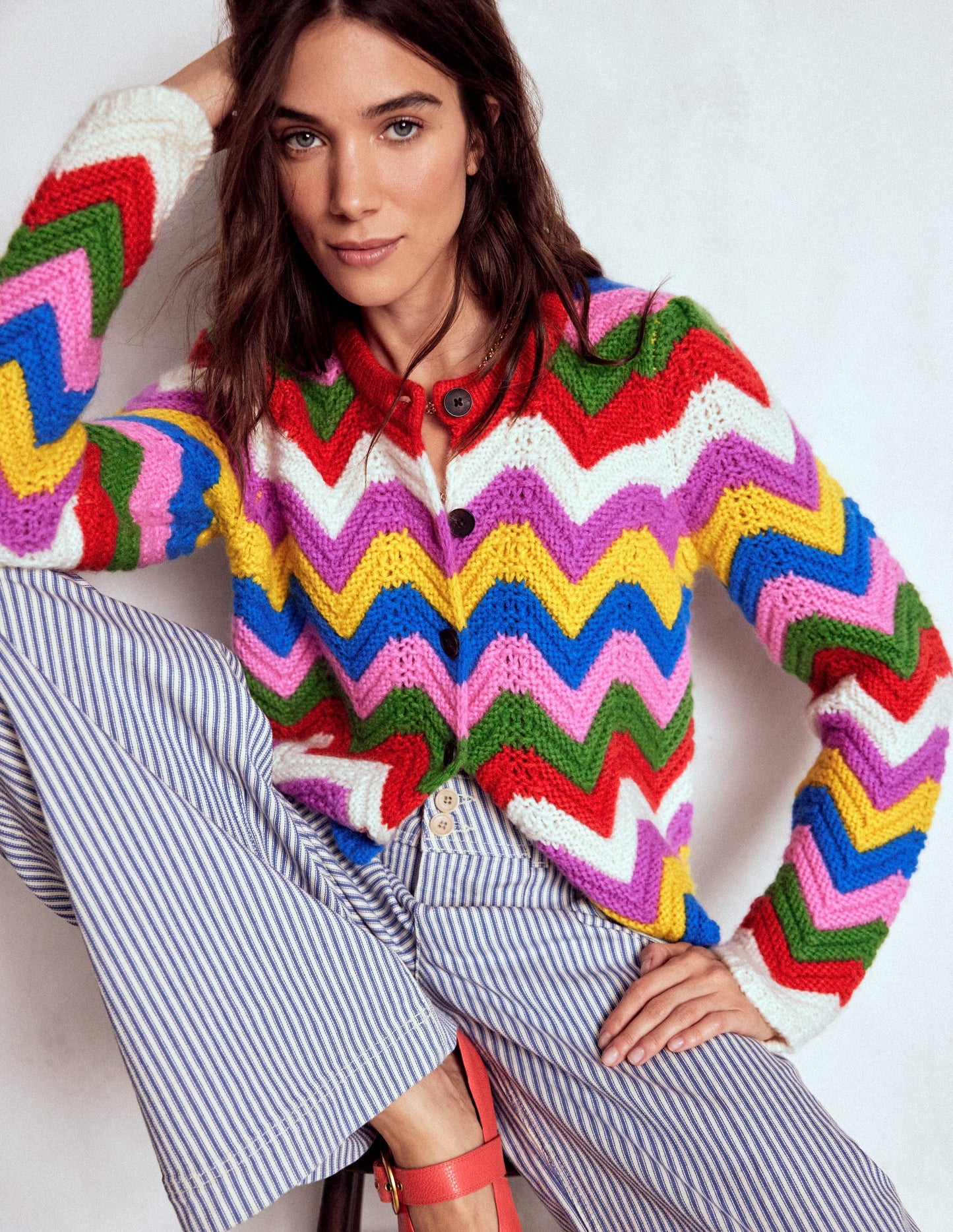 Chunky Chevron Knitted Jacket