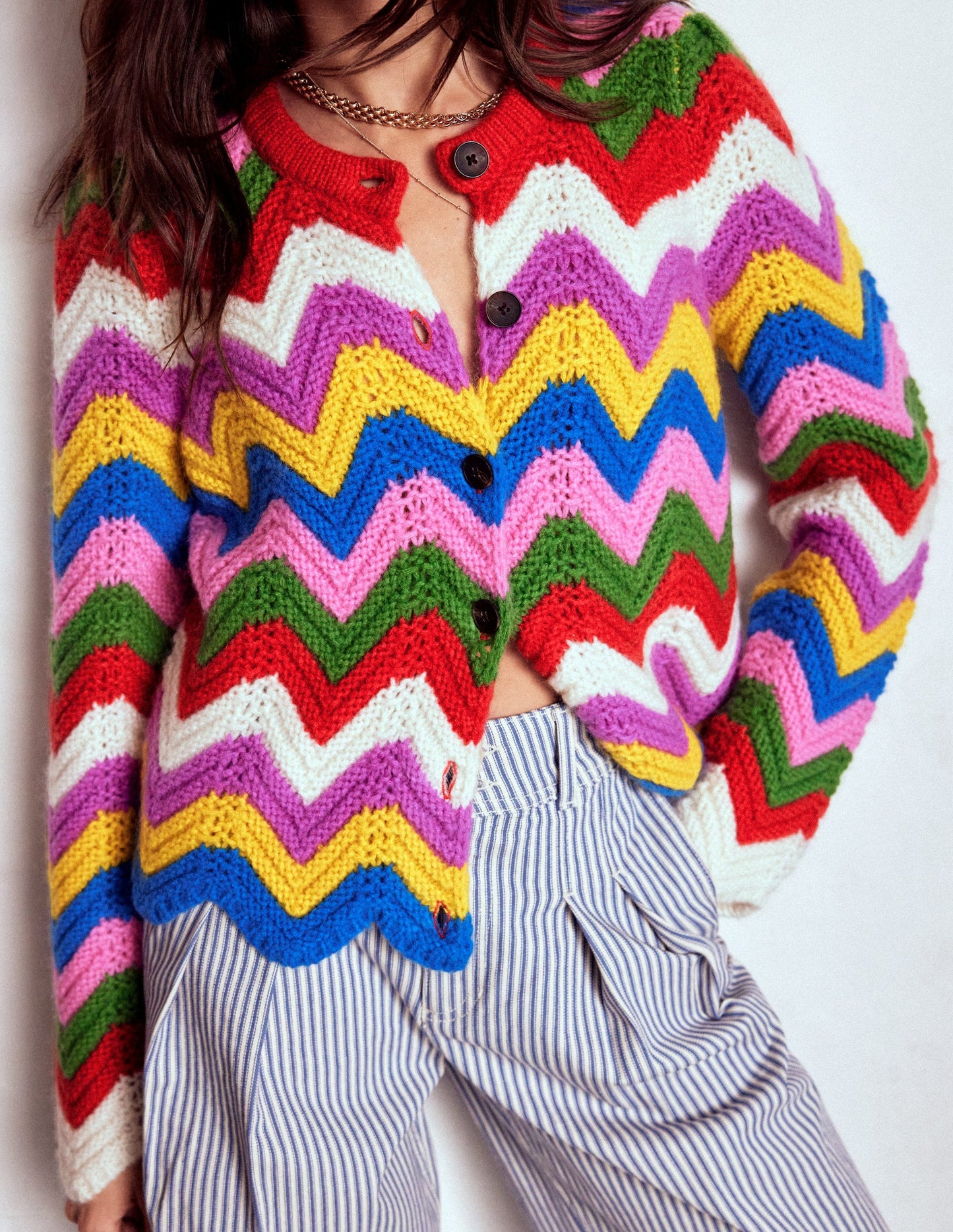 Chunky Chevron Knitted Jacket
