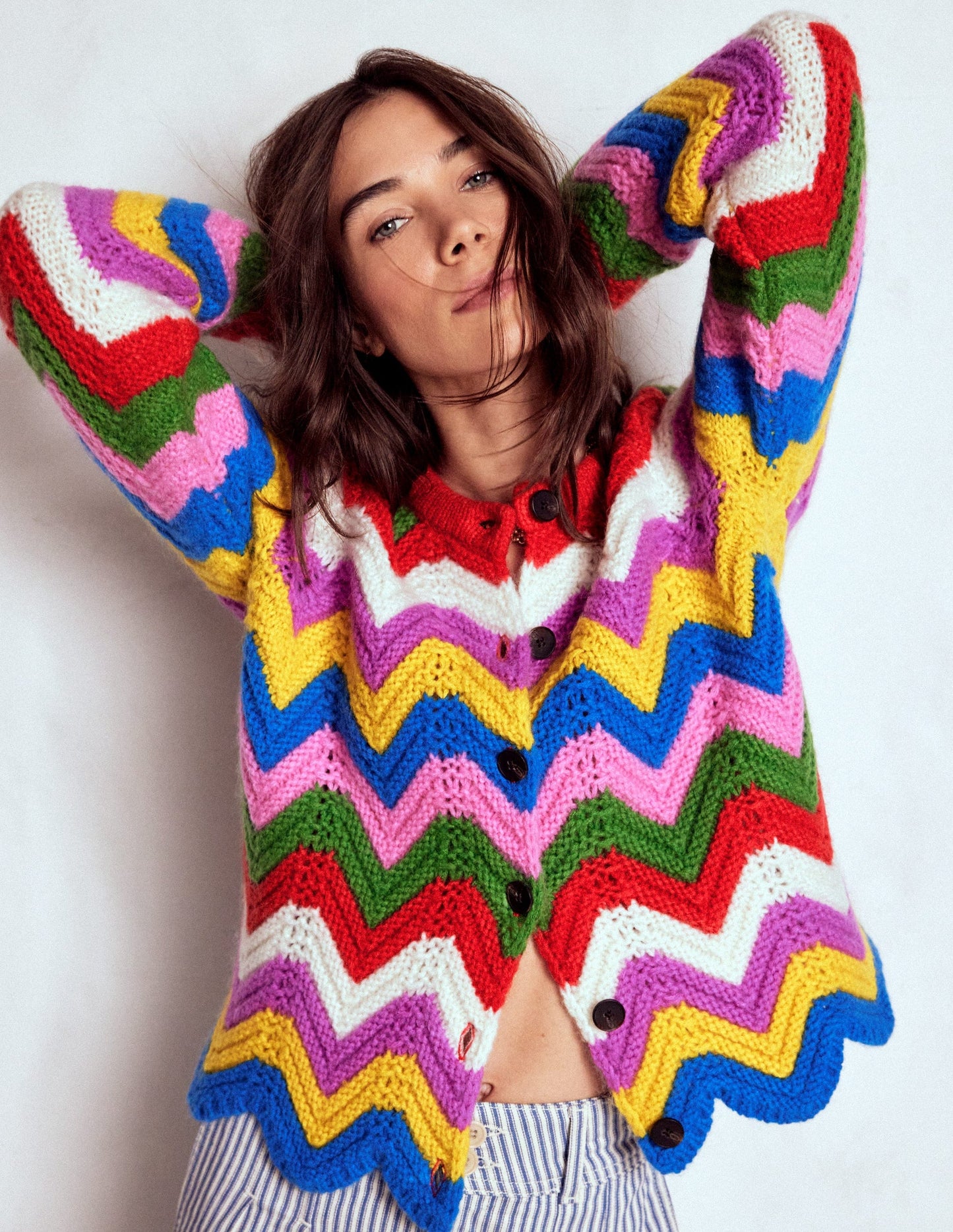 Chunky Chevron Knitted Jacket