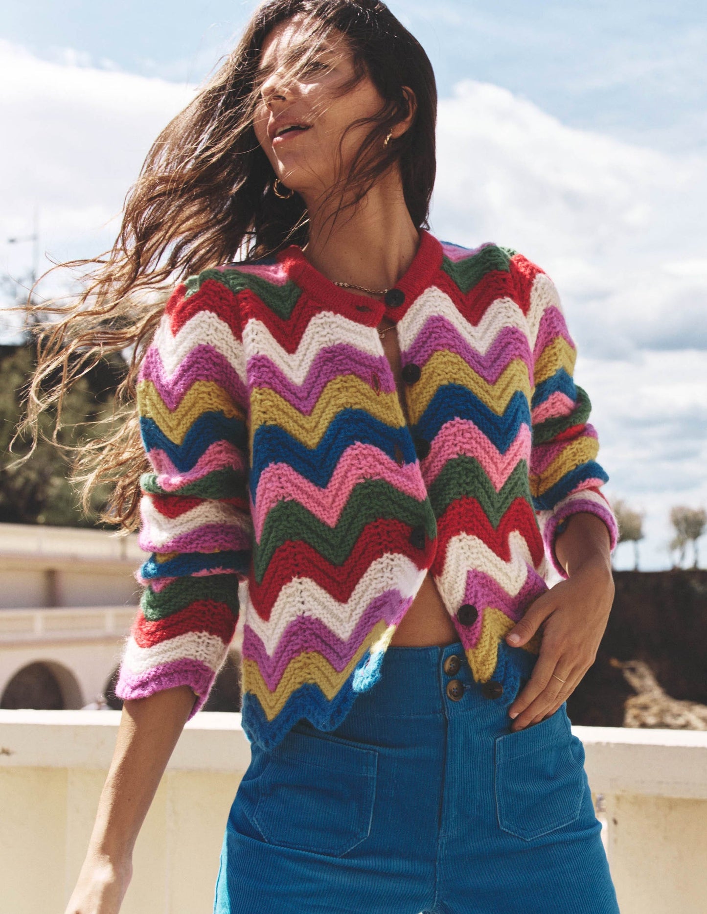 Chunky Chevron Knitted Jacket