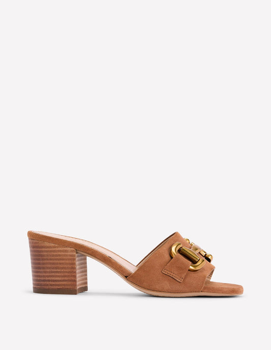 Iris Snaffle Heeled Mules                                                                  Tan