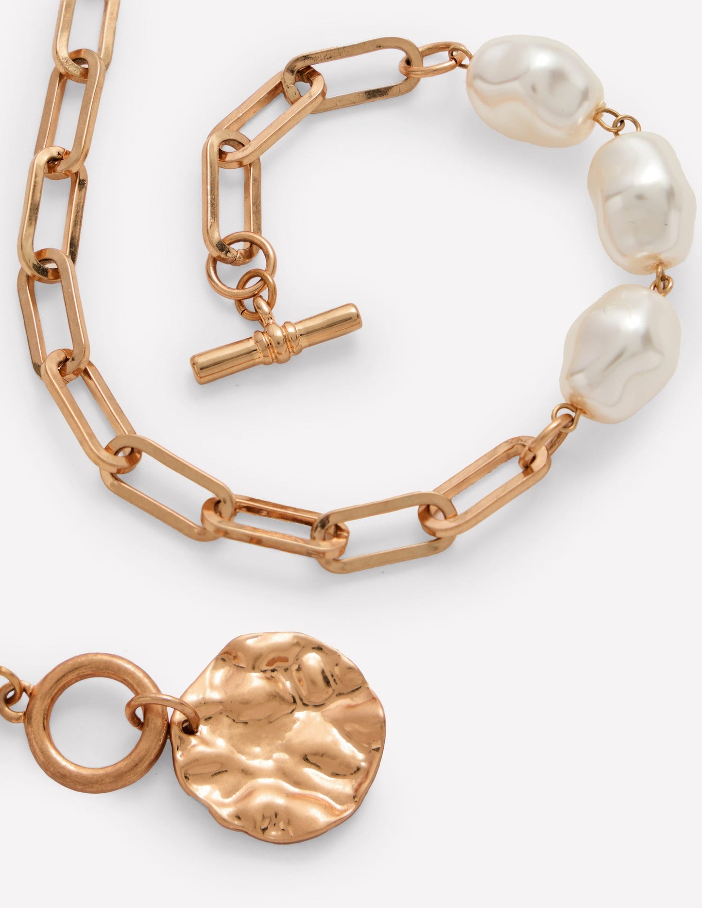 Weathered Faux Pearl Necklace