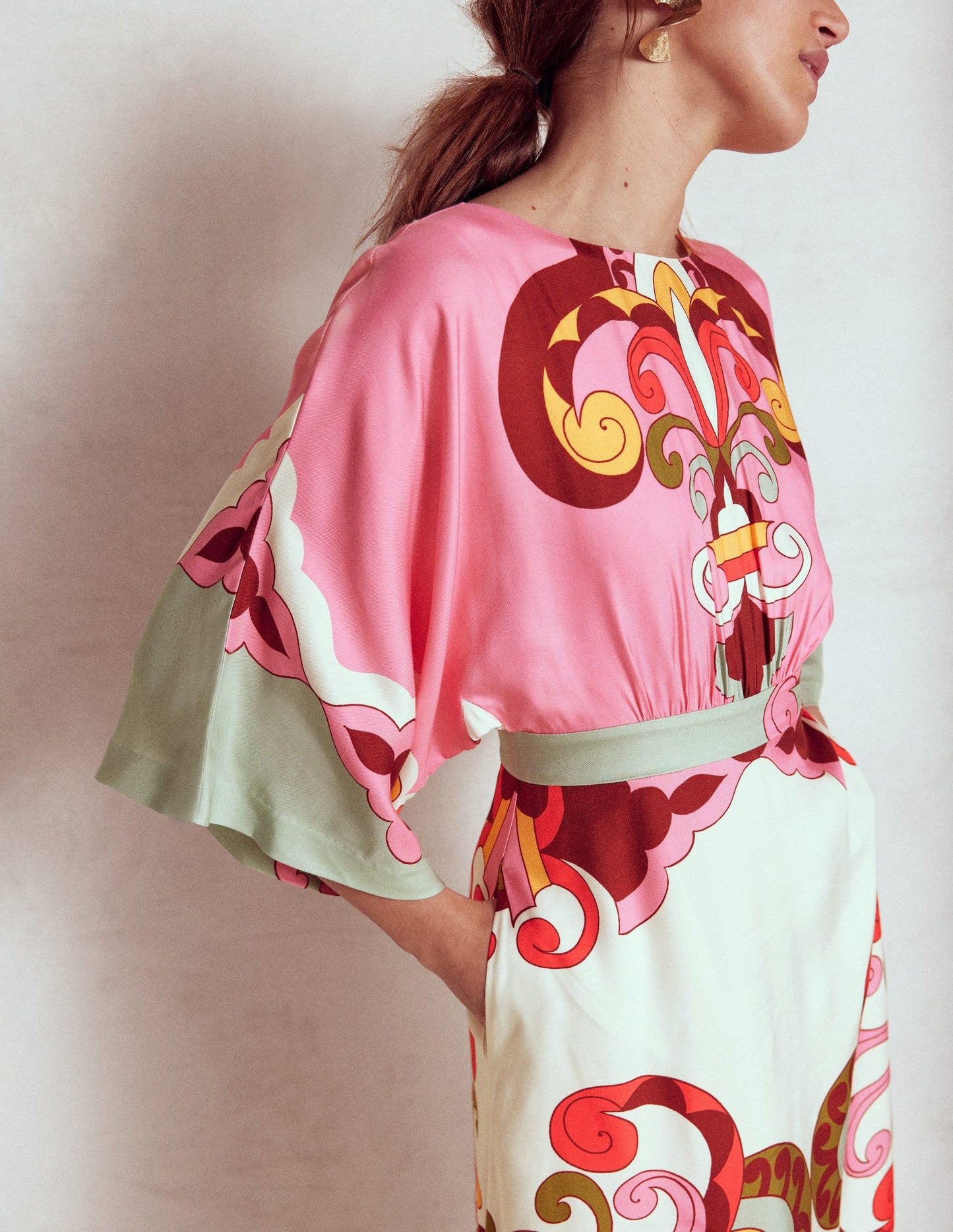 Flute Sleeve Midi Dress