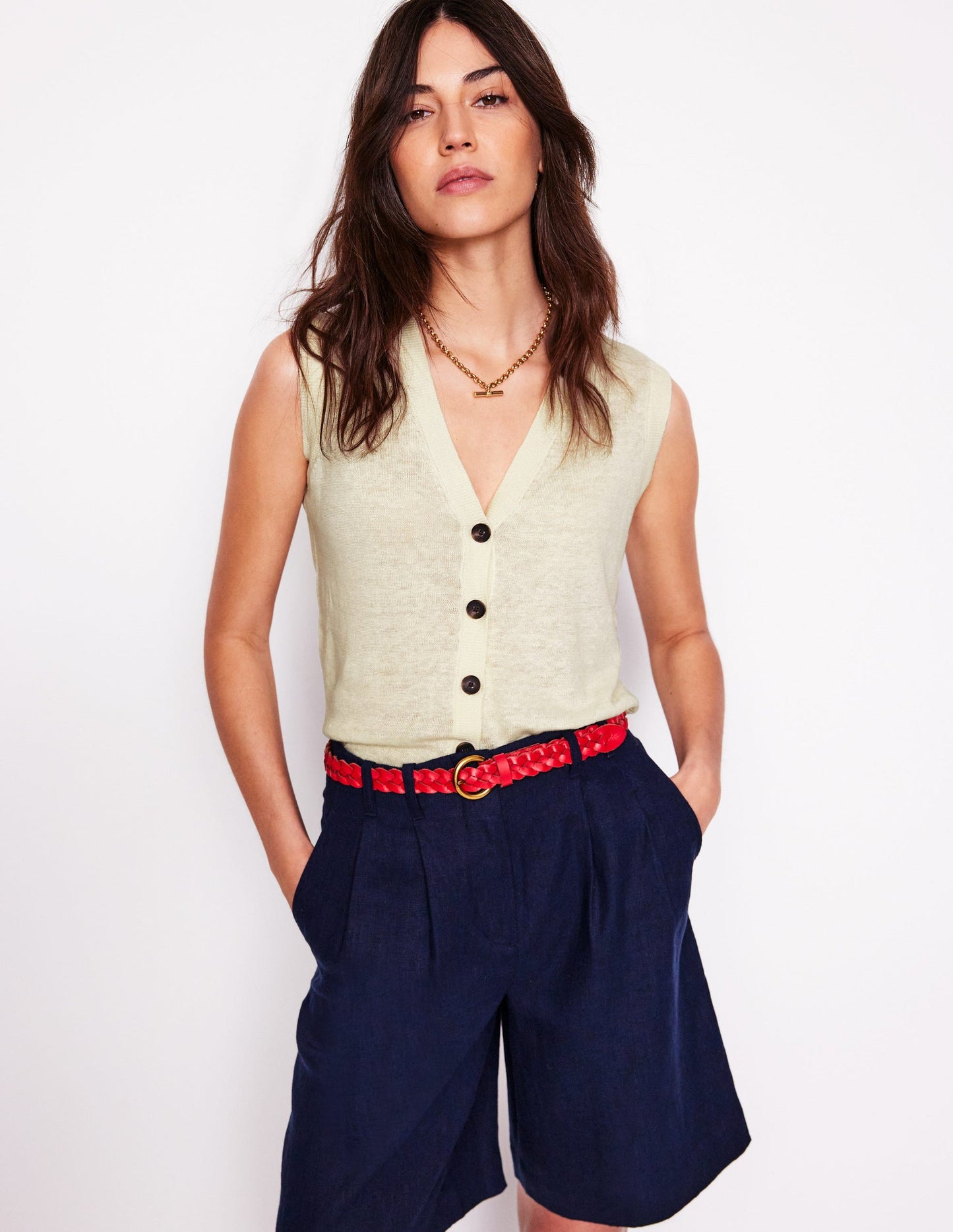 V-Neck Linen Waistcoat