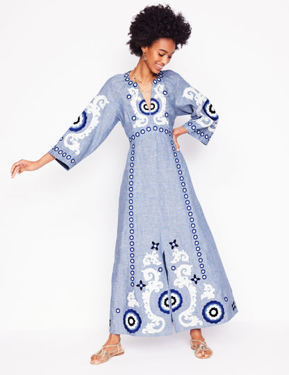 Una Linen Embroidered Dress