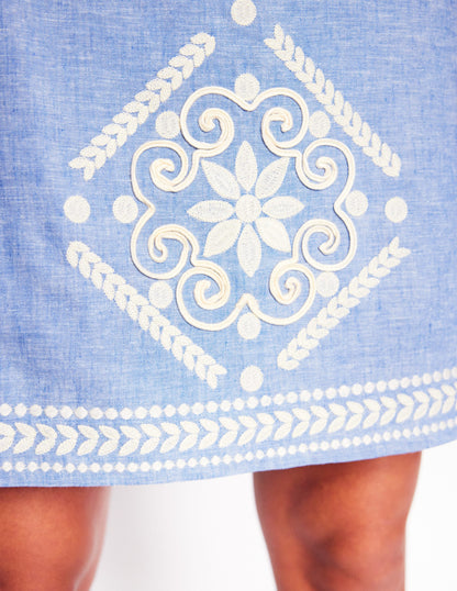 Aline Embroidered Linen Skirt