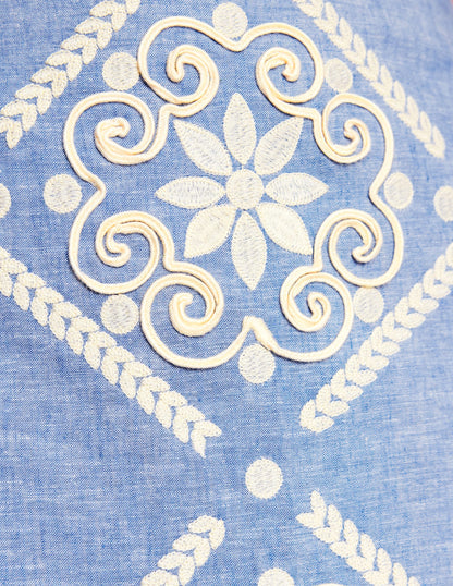 Aline Embroidered Linen Skirt