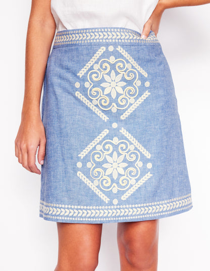 Aline Embroidered Linen Skirt