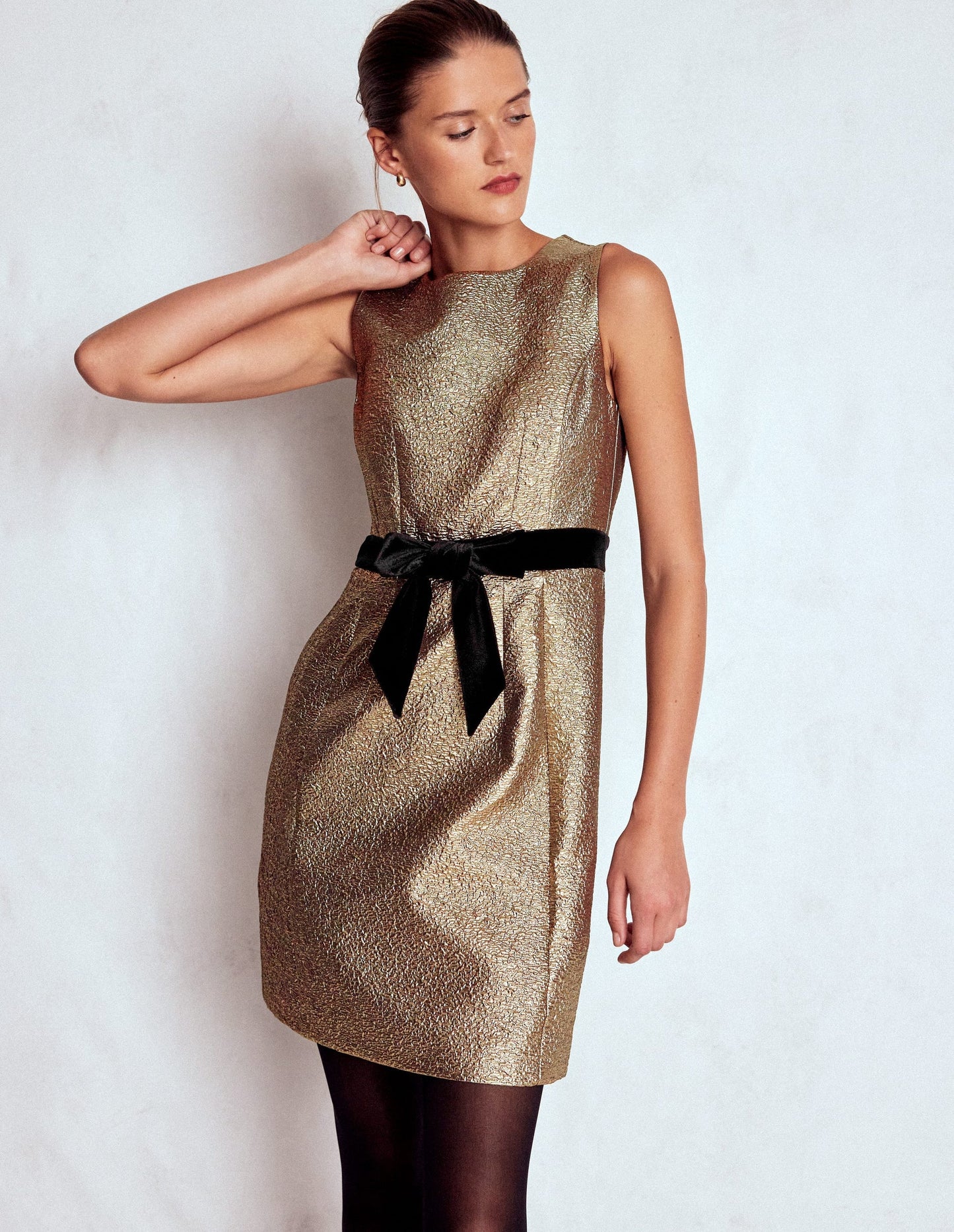 Gold Metallic Shift Dress