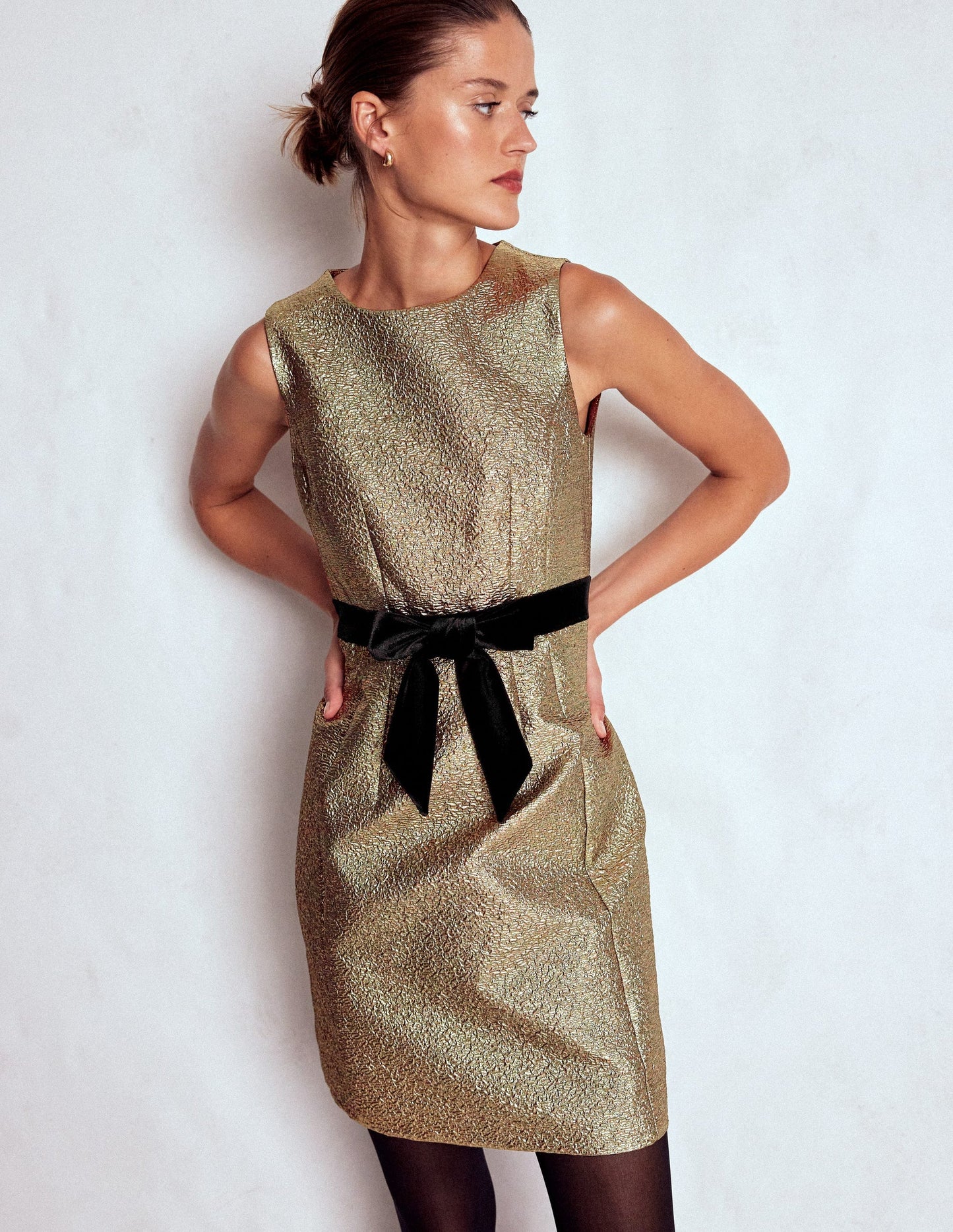 Gold Metallic Shift Dress