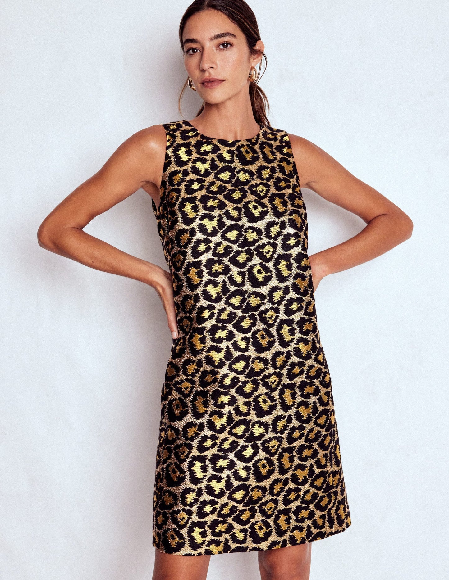Metallic Leopard Shift Dress