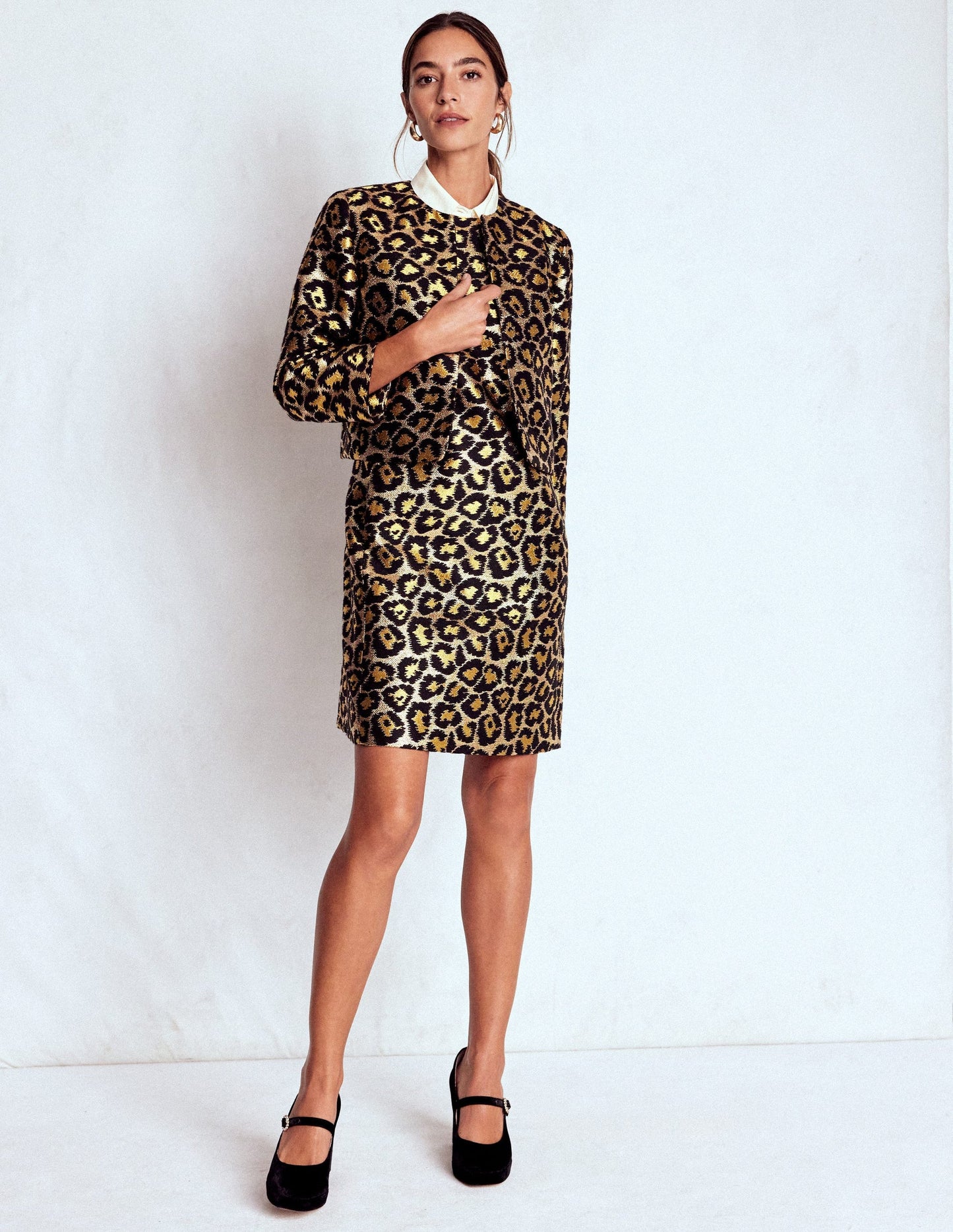 Metallic Leopard Shift Dress