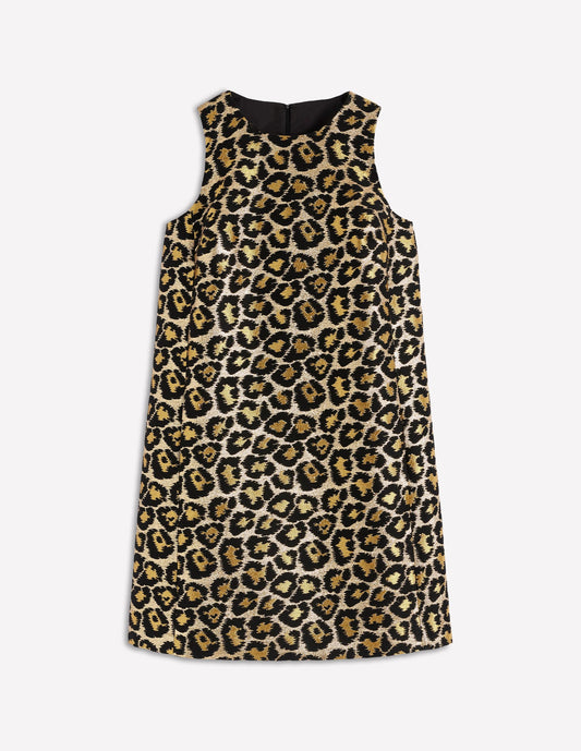 Metallic Leopard Shift Dress
