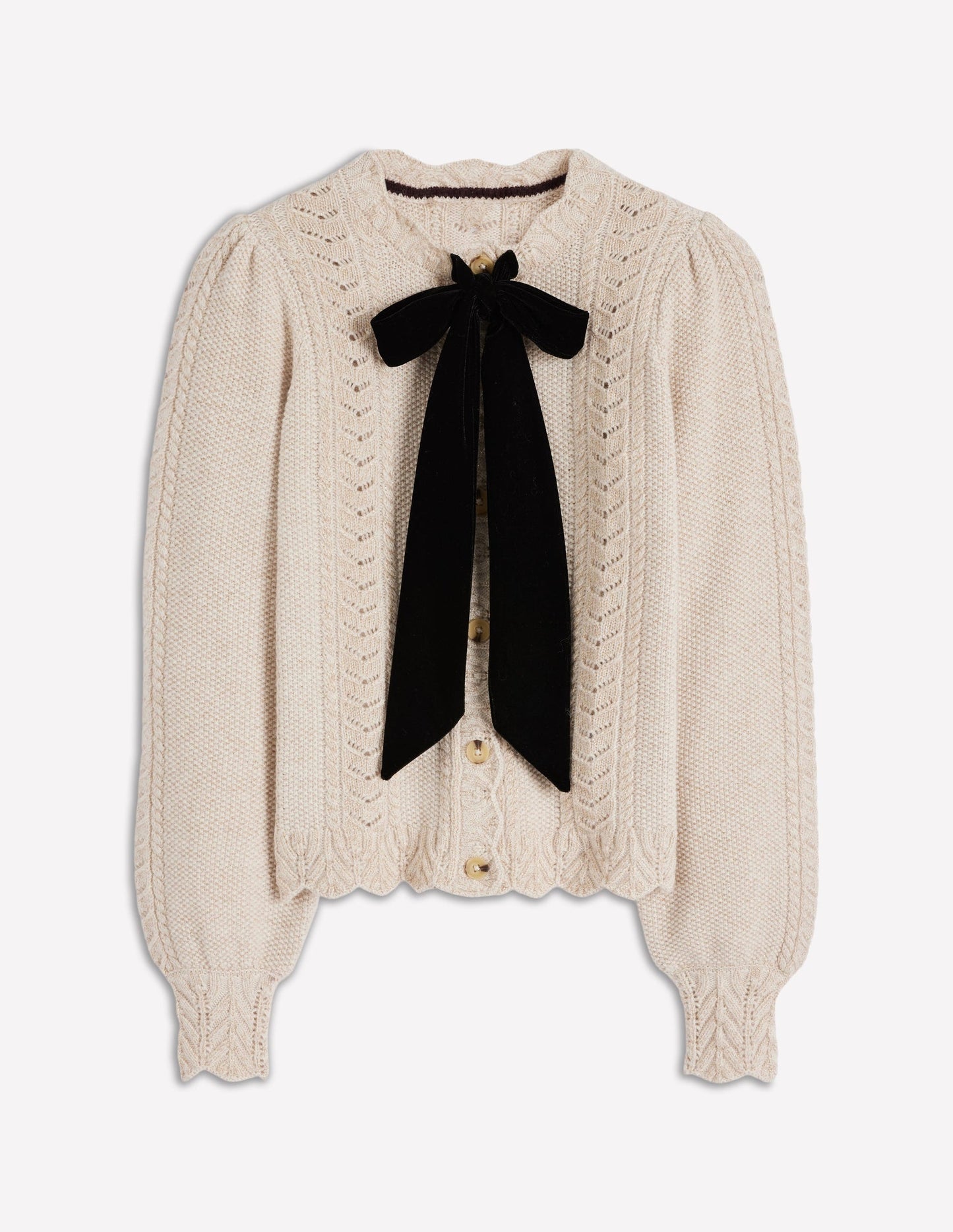 Velvet Bow Cable Cardigan