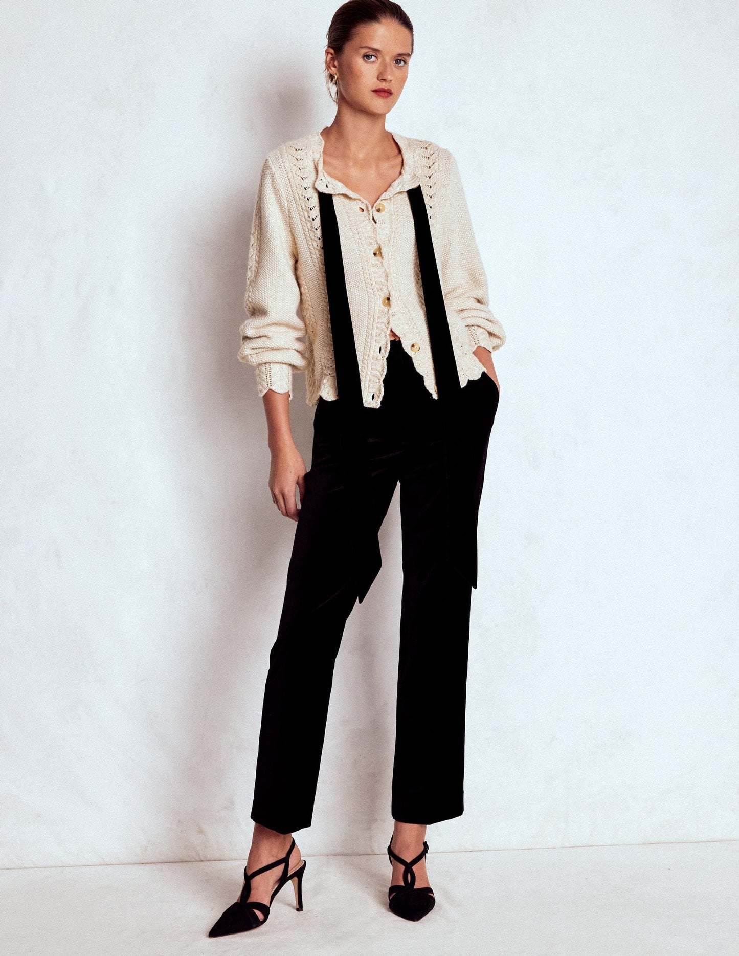 Velvet Bow Cable Cardigan